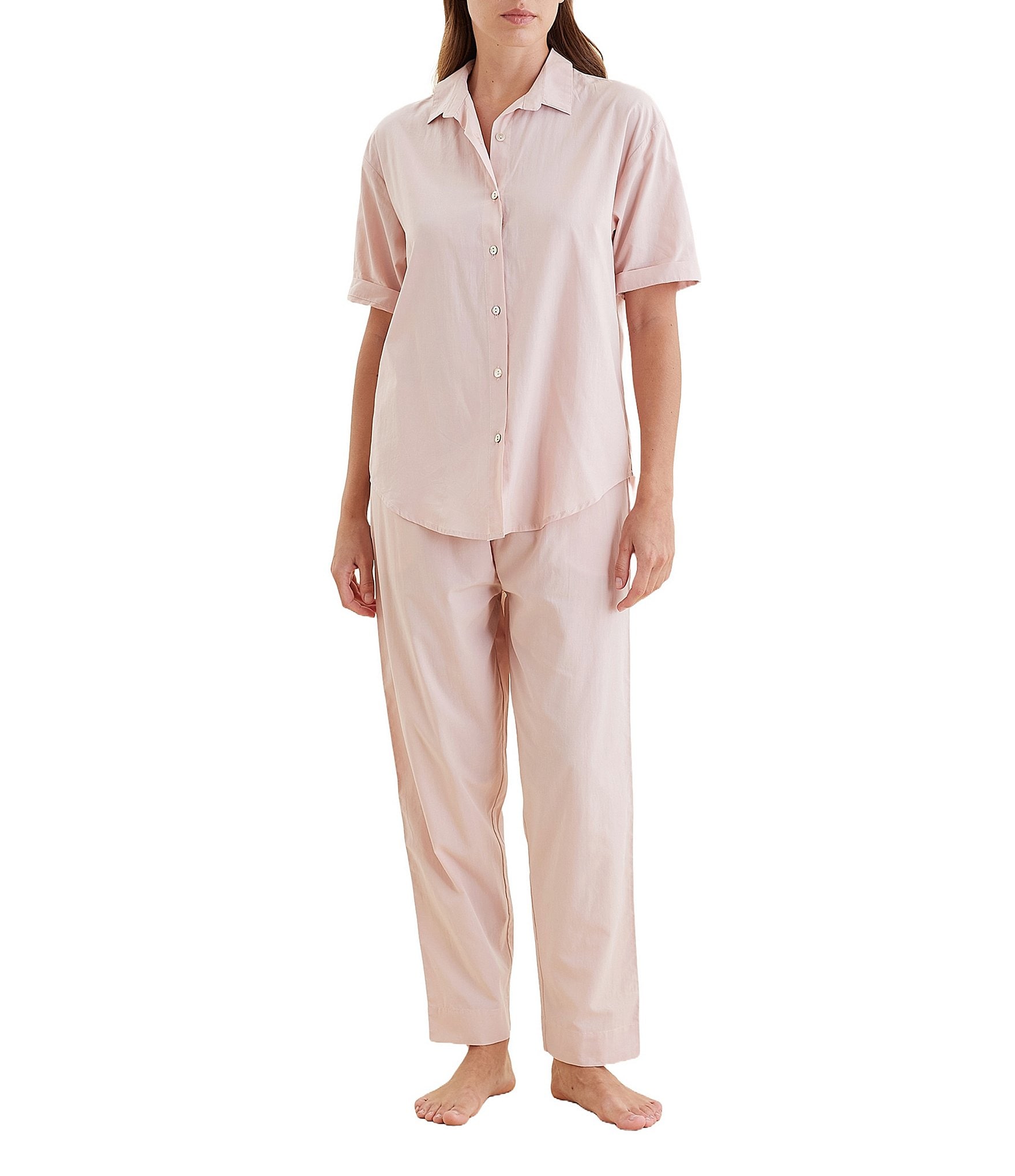 Papinelle Madison Woven Short Sleeve Notch Collar Pajama Set