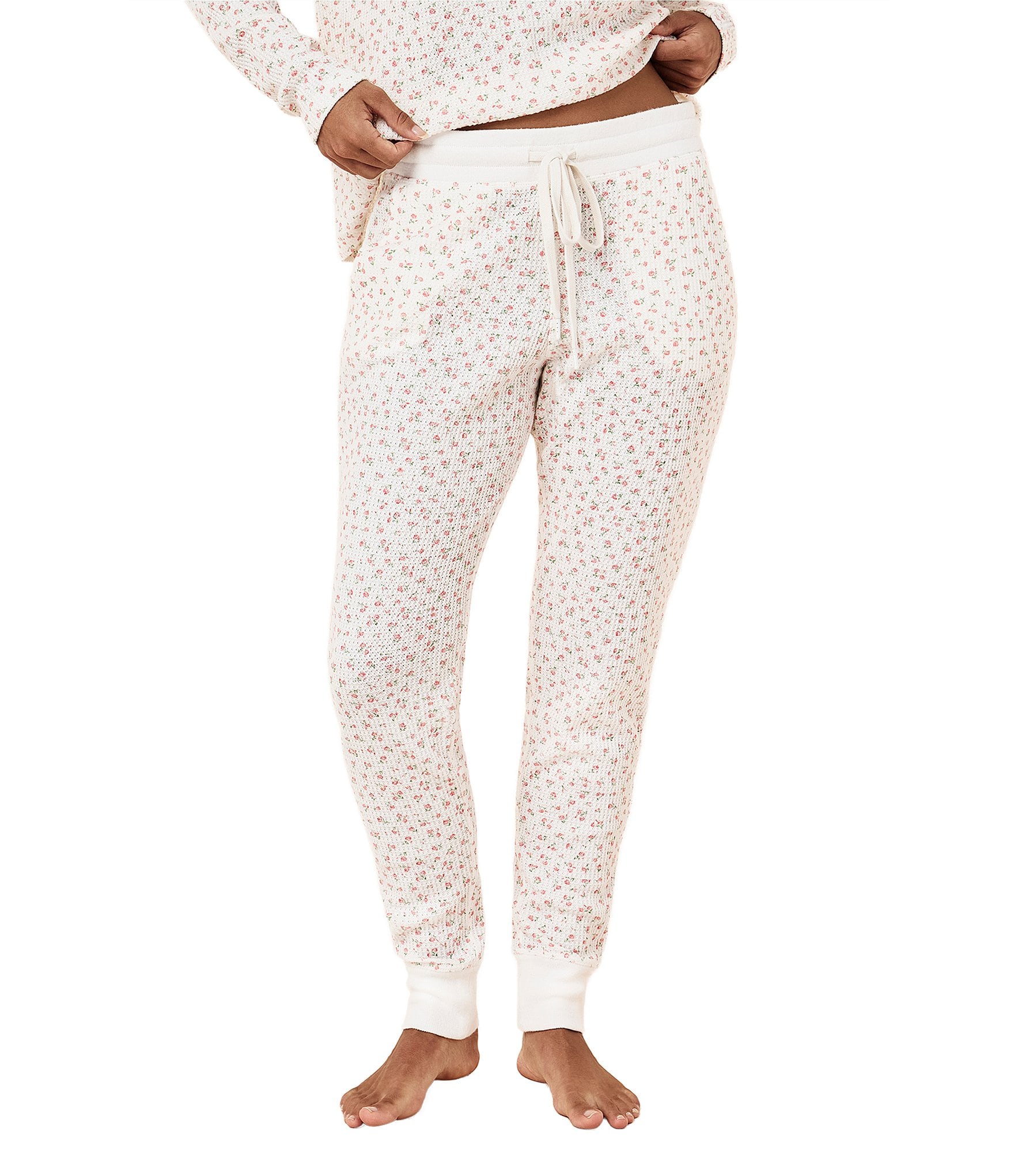 Papinelle Rosette Ditsy Print Long Sleeve V-Neck Knit Pajama Set
