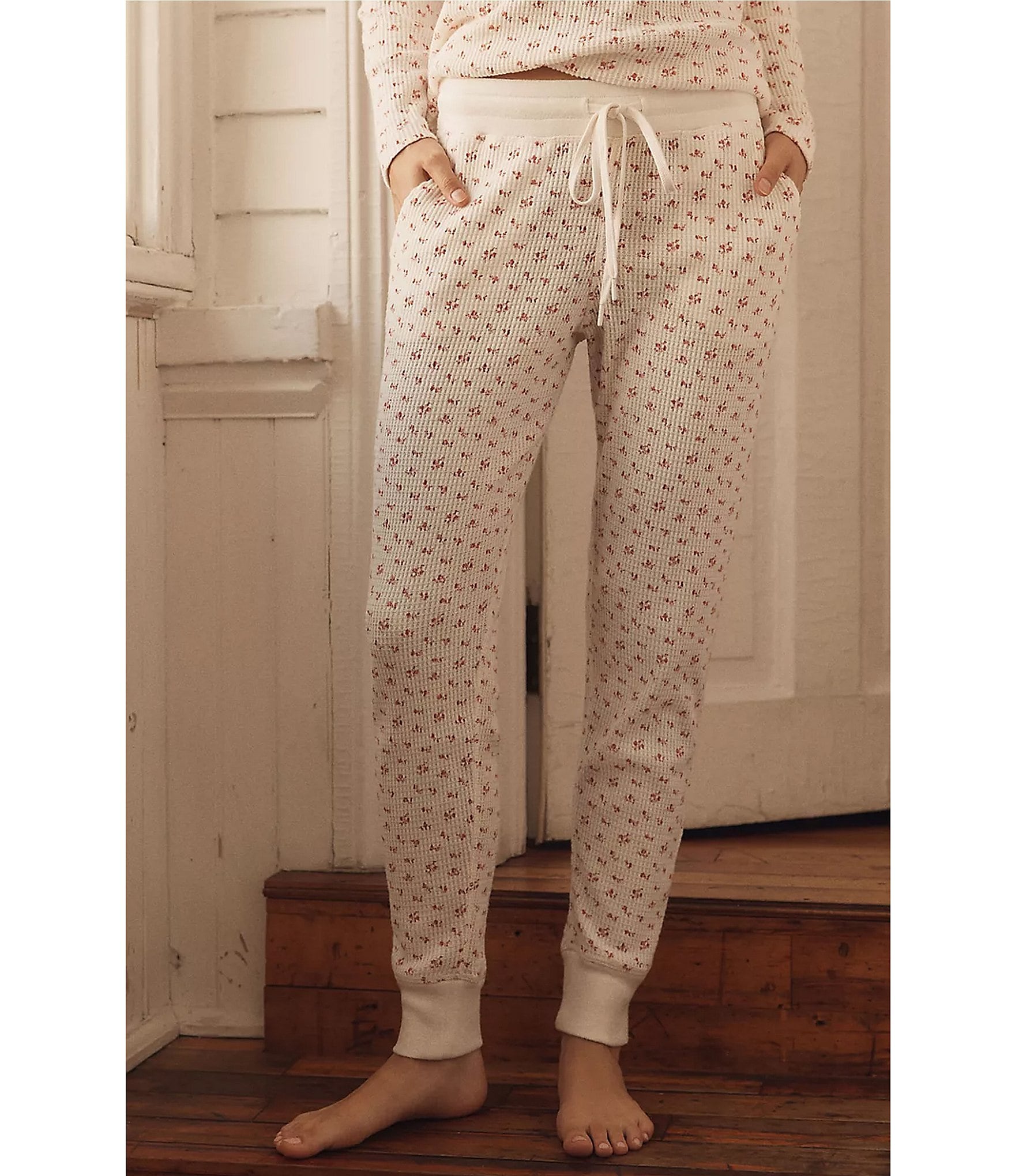 Papinelle Rosette Ditsy Print Long Sleeve V-Neck Knit Pajama Set