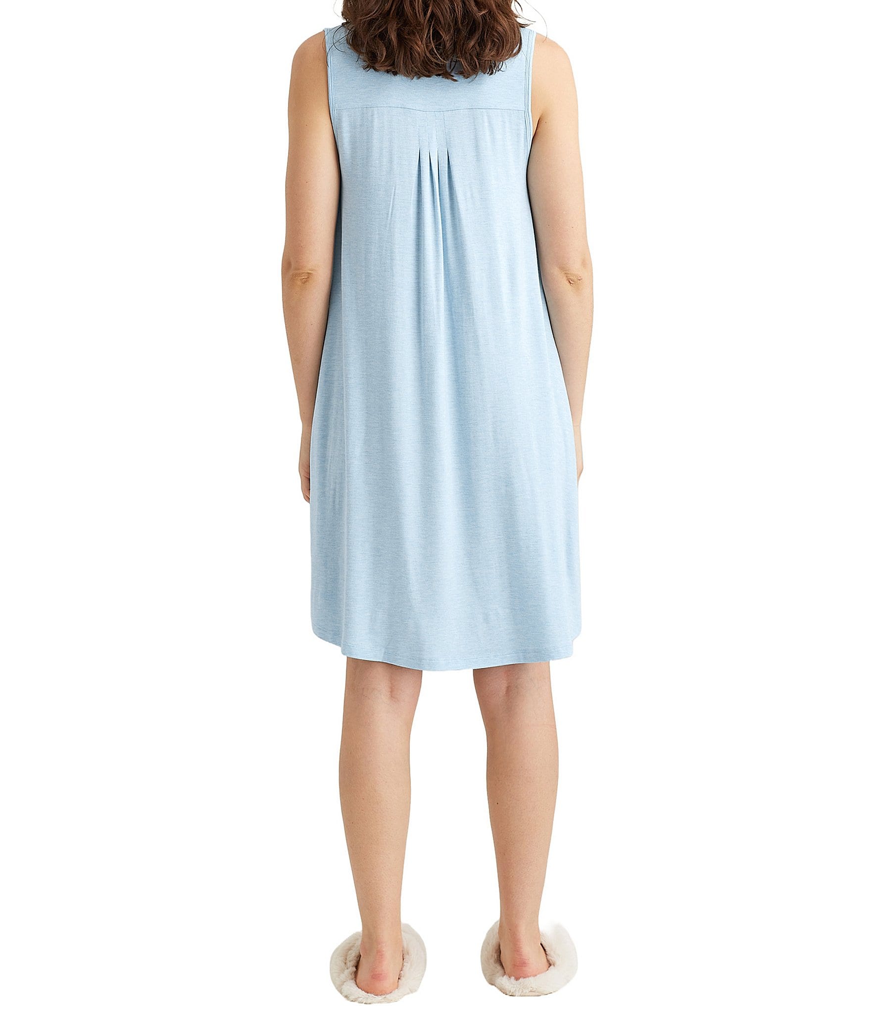 Papinelle Soft Pleat Front Scoop Neck Sleeveless Modal Nightgown