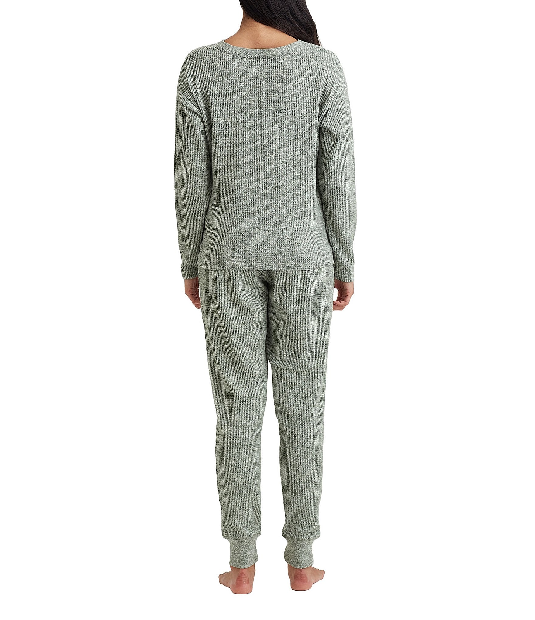 Papinelle Waffle Textured Long Sleeve V-Neck Knit Lounge Set