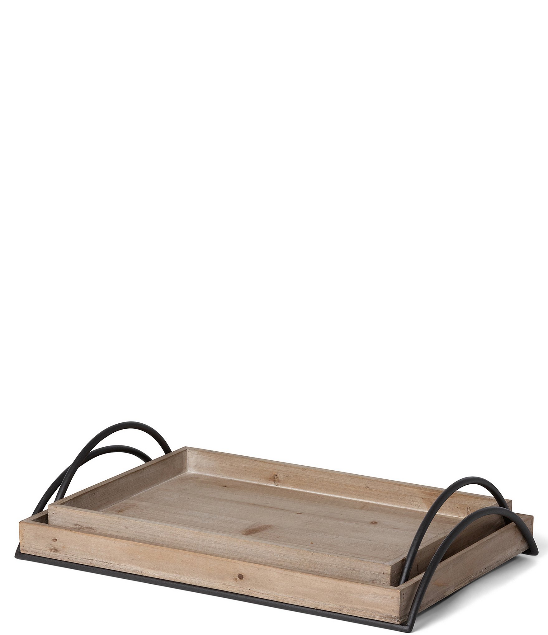 Park Hill Round Wooden Tray with Iron Handles