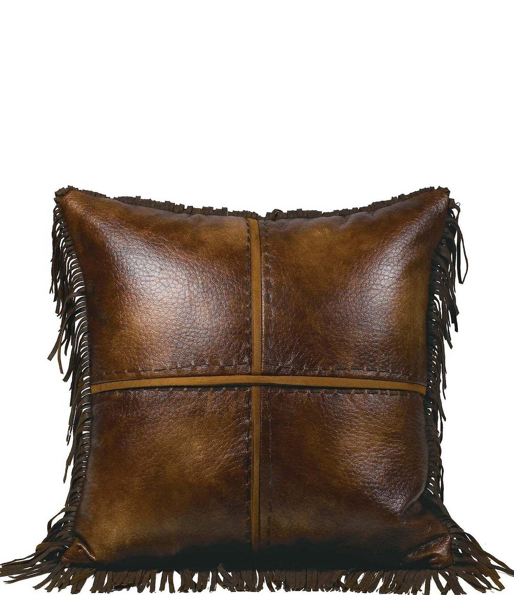 Western Suede Antique Silver Concho & Studded Lumbar Pillow