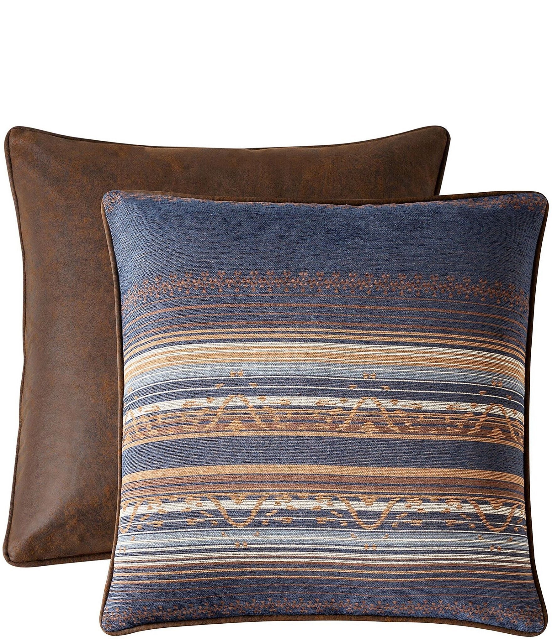 HiEnd Accents x Paseo Road Estes Chenille Stripe Reversible Vegan Leather Euro Sham
