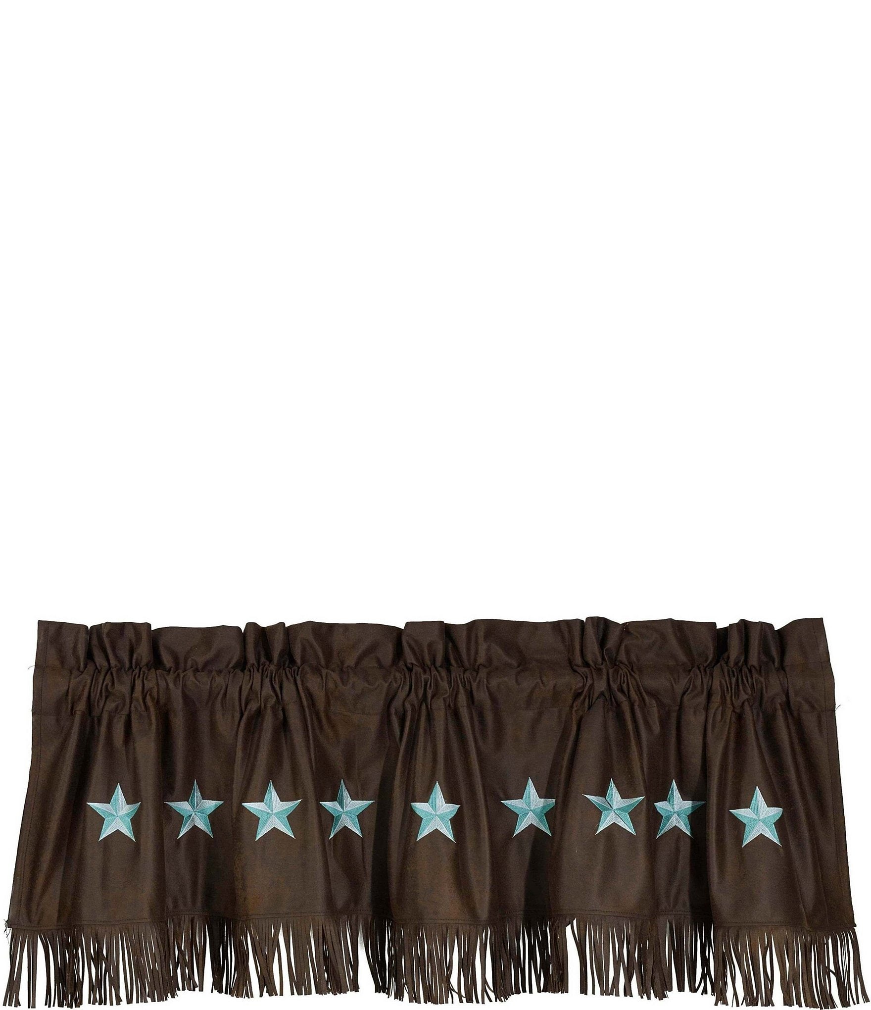 Paseo Road by HiEnd Accents Laredo Turquoise Embroidered Star Window Valance