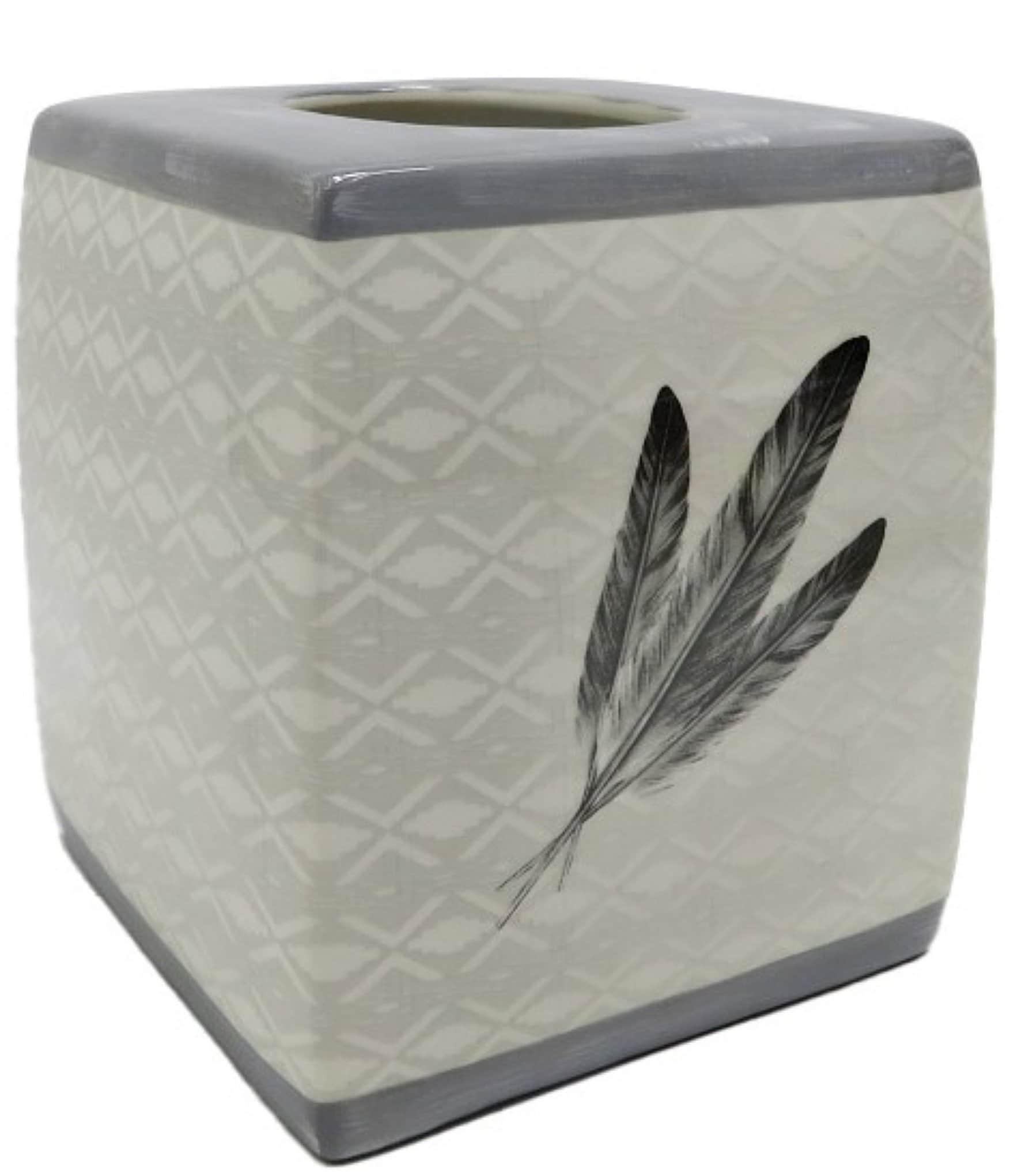 Paseo Road by HiEnd Accents Southwestern Feather Design Ceramic Tissue Box Cover