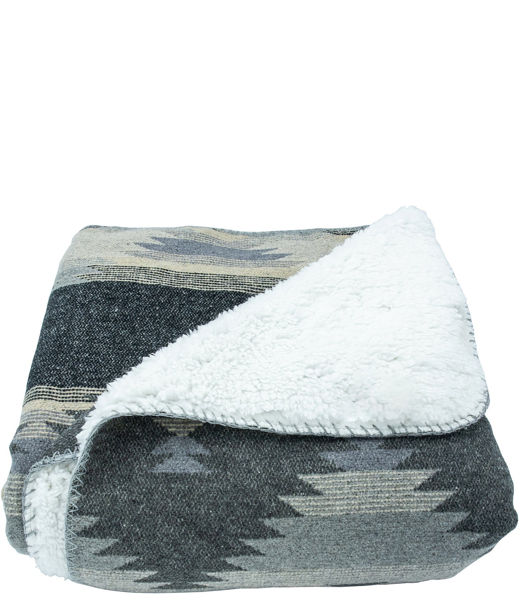 HiEnd Accents x Paseo Road Southwestern Geometric Reversible Shearling Throw Blanket
