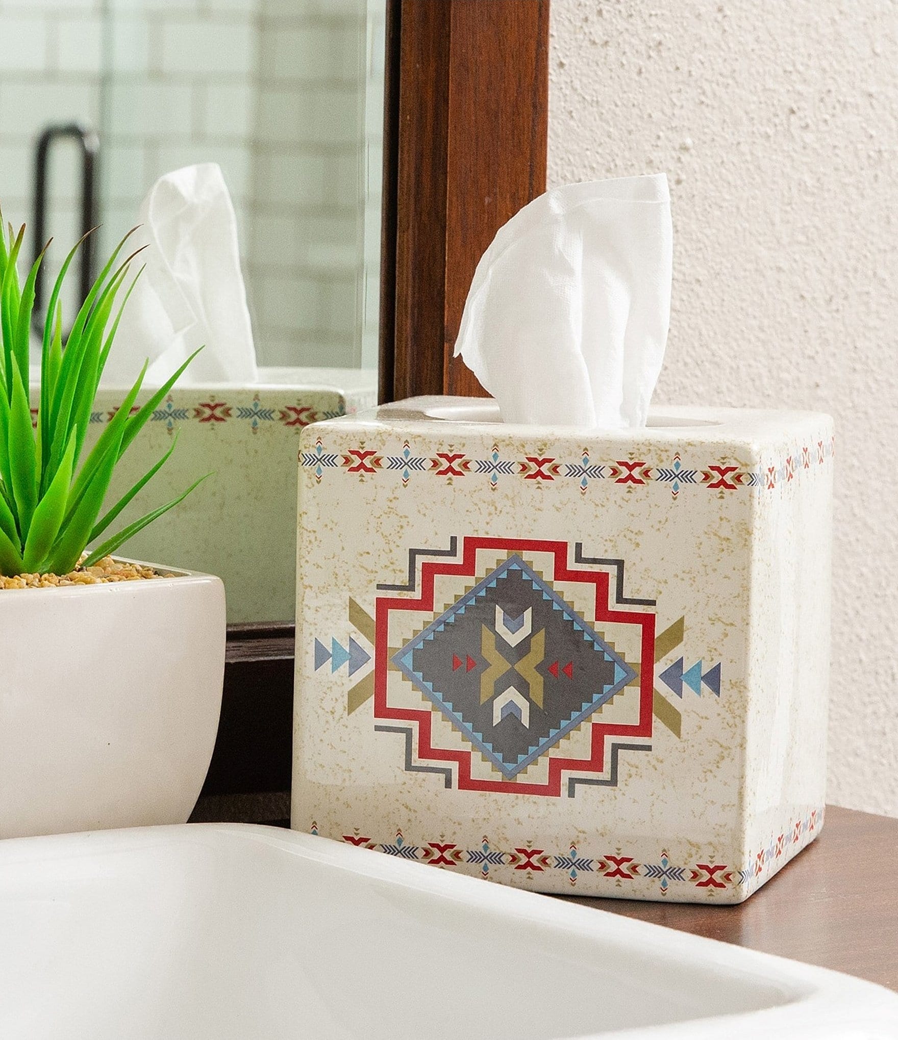 Paseo Road by HiEnd Accents Spirit Valley Southernwestern Inspired Ceramic Tissue Box Cover