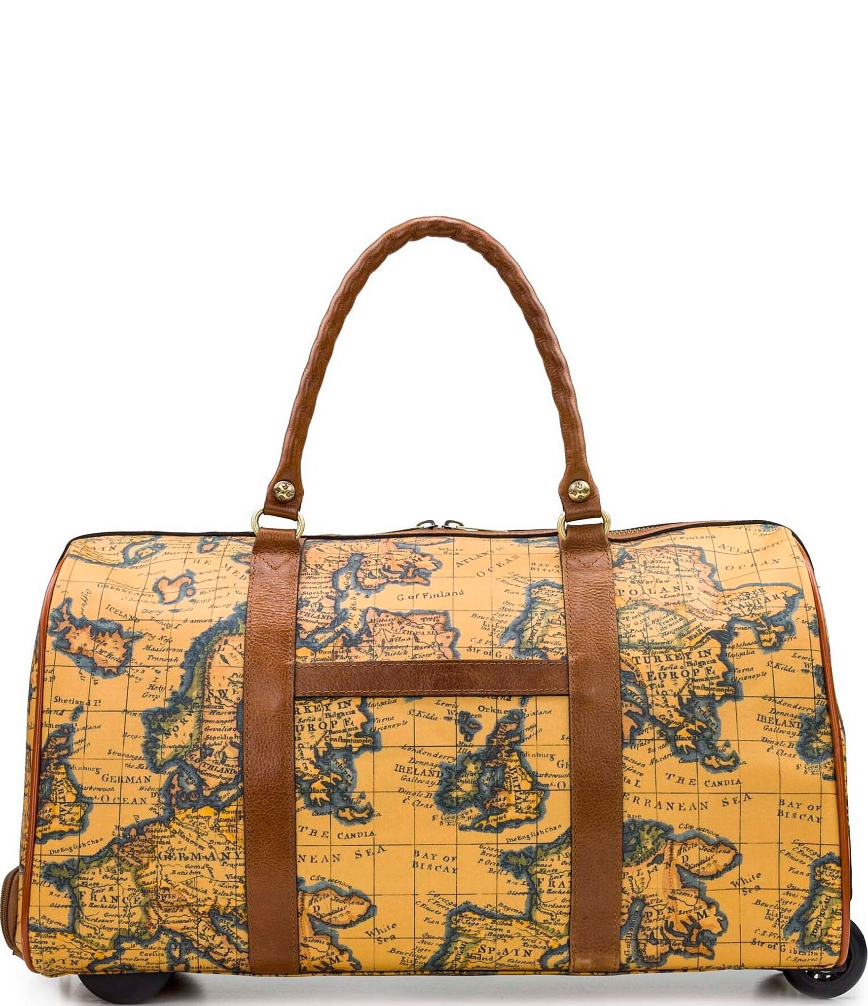 Patricia Nash European Map Soft Side Collection Avola Trolley Wheeled Duffle Bag