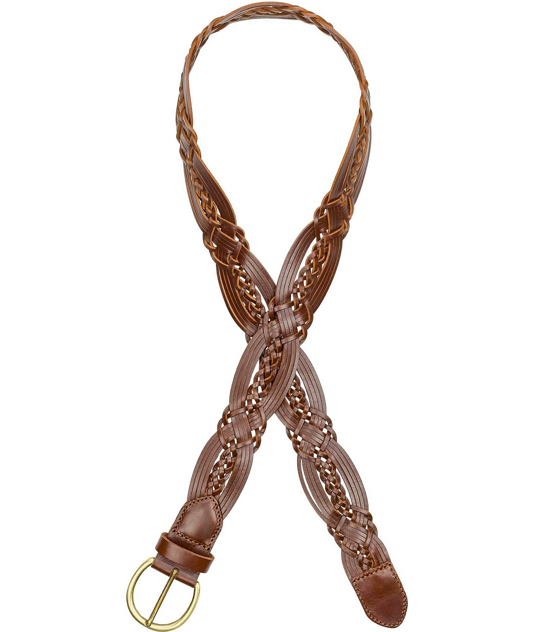 Patricia Nash 1.5#double; Melissa Braided Stitch Leather Belt