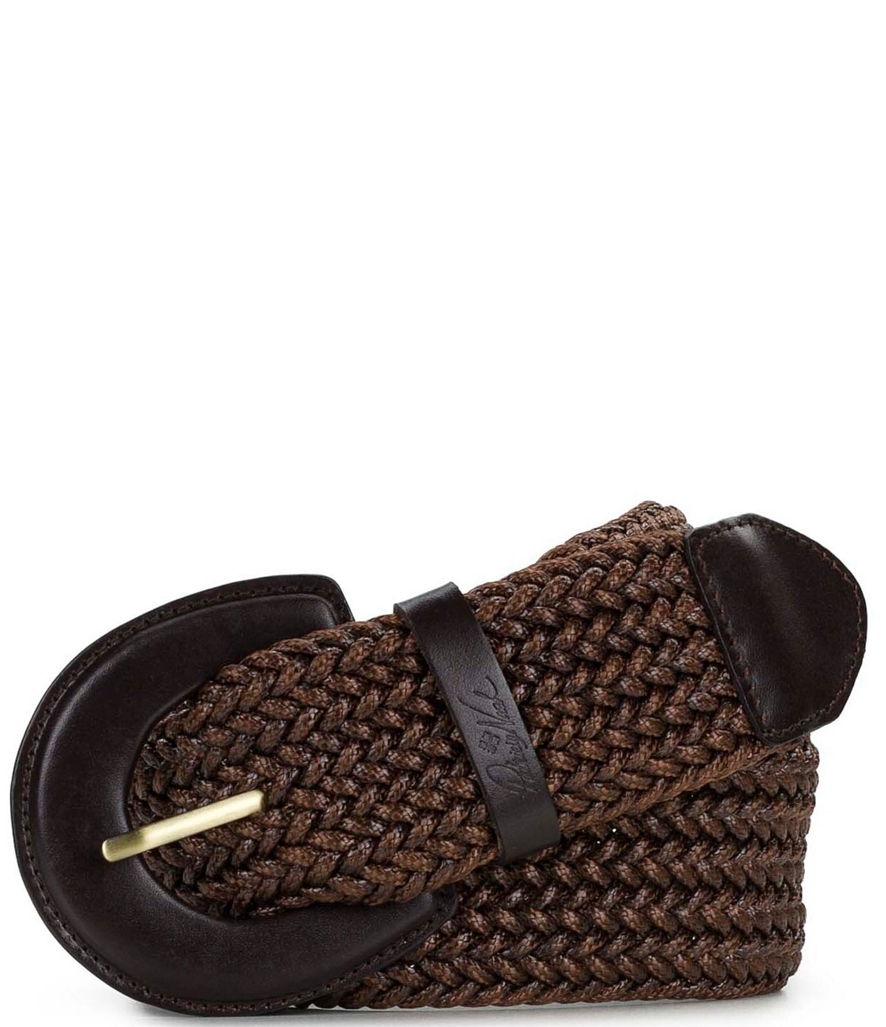 Patricia Nash Woven Leather Belt in Brown, Tan & Cream Patricia Nash Calais Floral Design Tooled Leather Belt | HSN main image 2