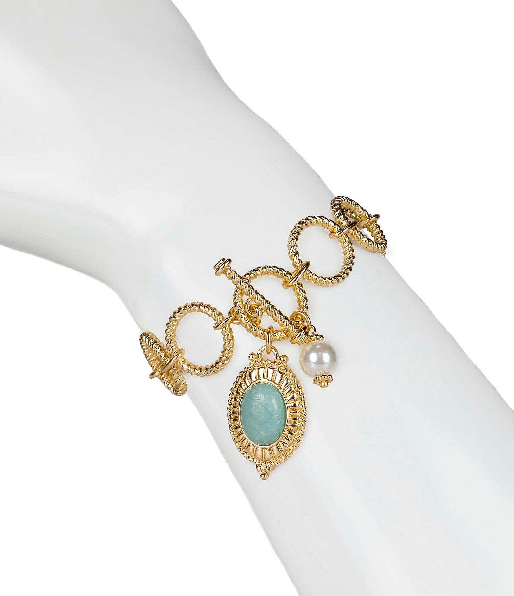 Patricia Nash Amazonite Toggle Pearl Line Bracelet