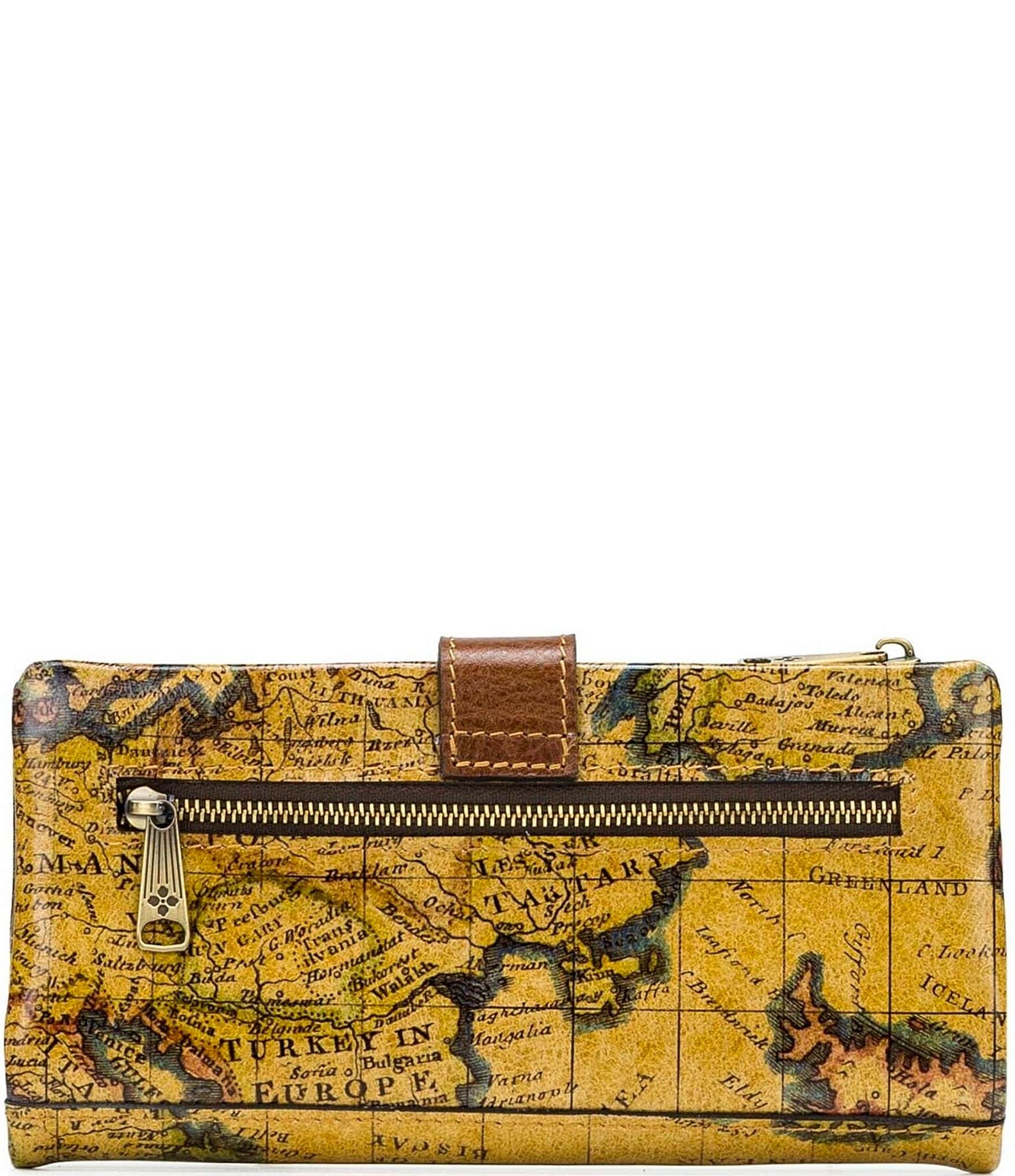 Patricia Nash Annesley European Map Print Leather Wristlet