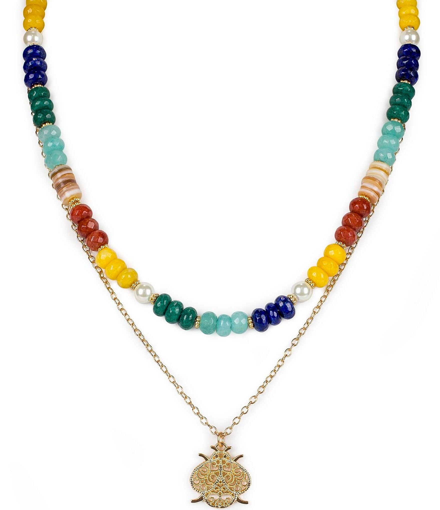 Patricia Nash Beaded Bee Short Pendant Necklace