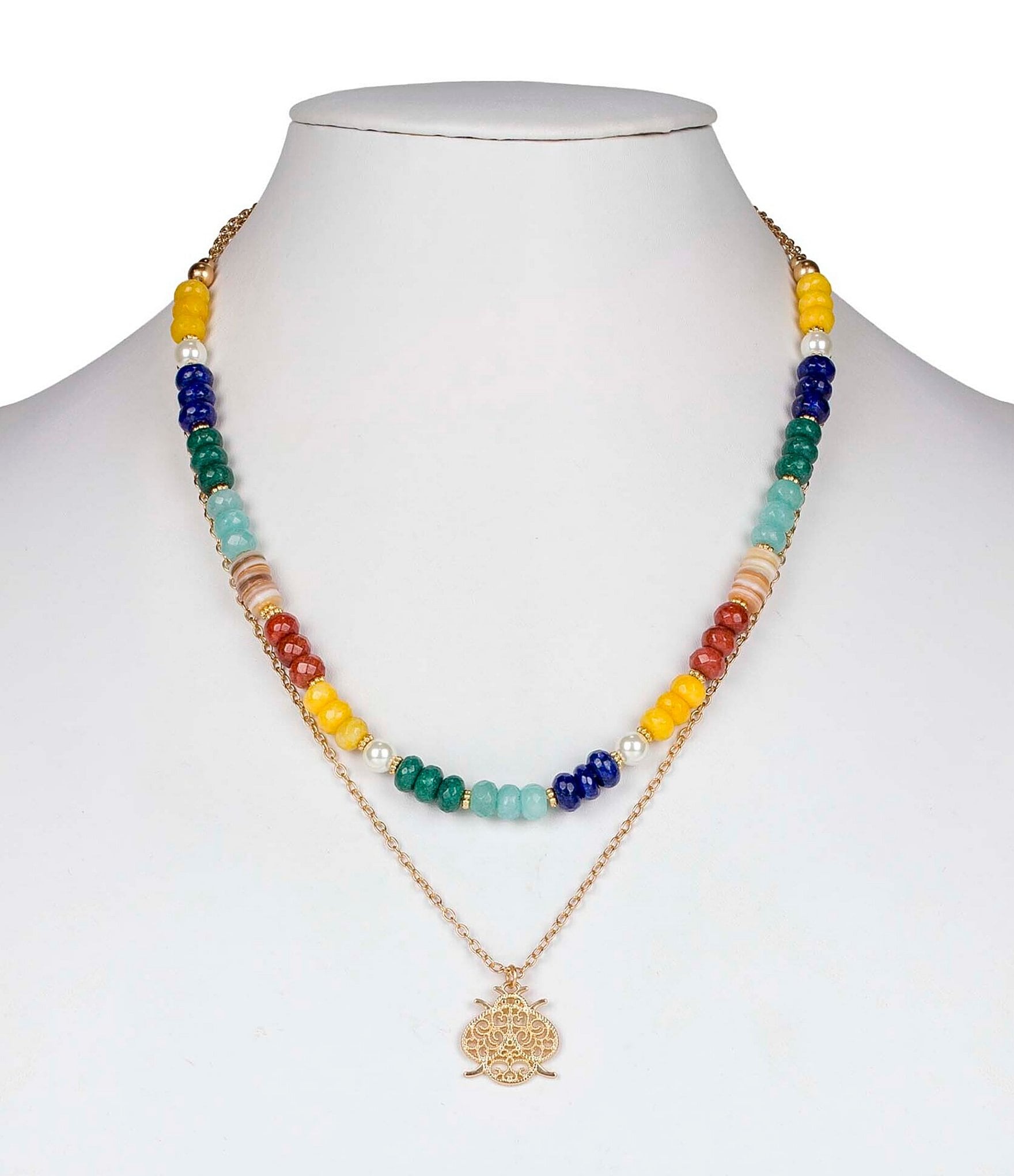 Patricia Nash Beaded Bee Short Pendant Necklace