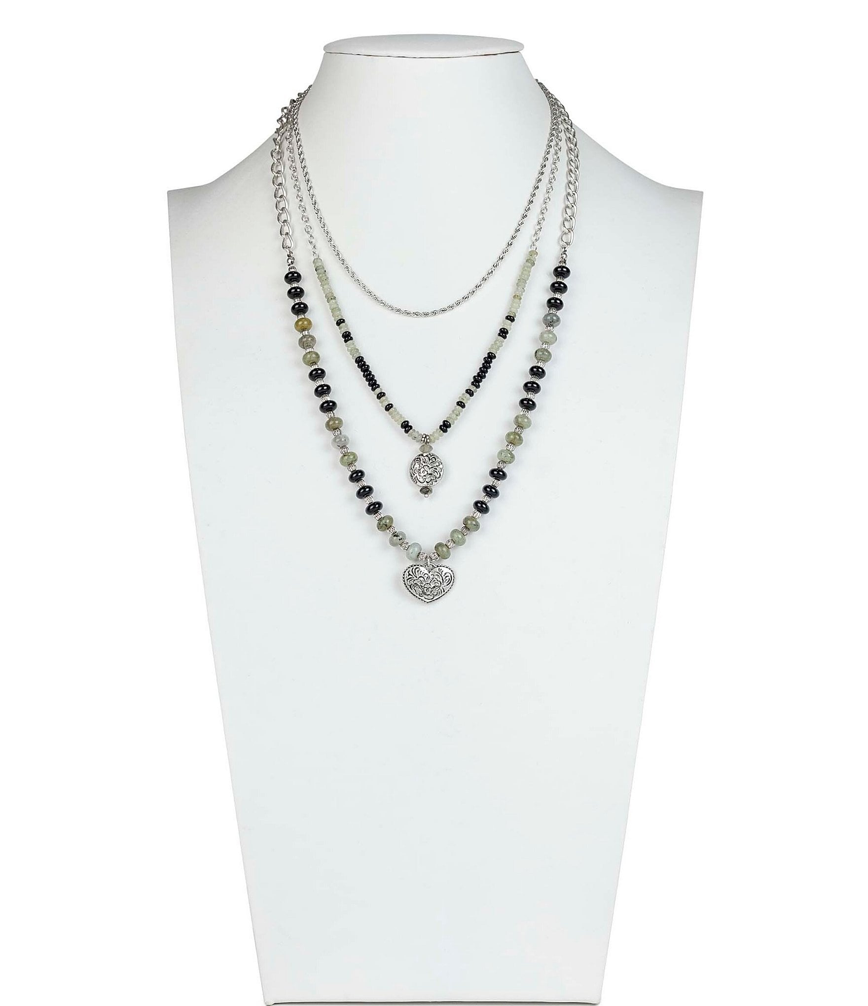 Patricia Nash Beaded Etched Short Multi Strand Necklace