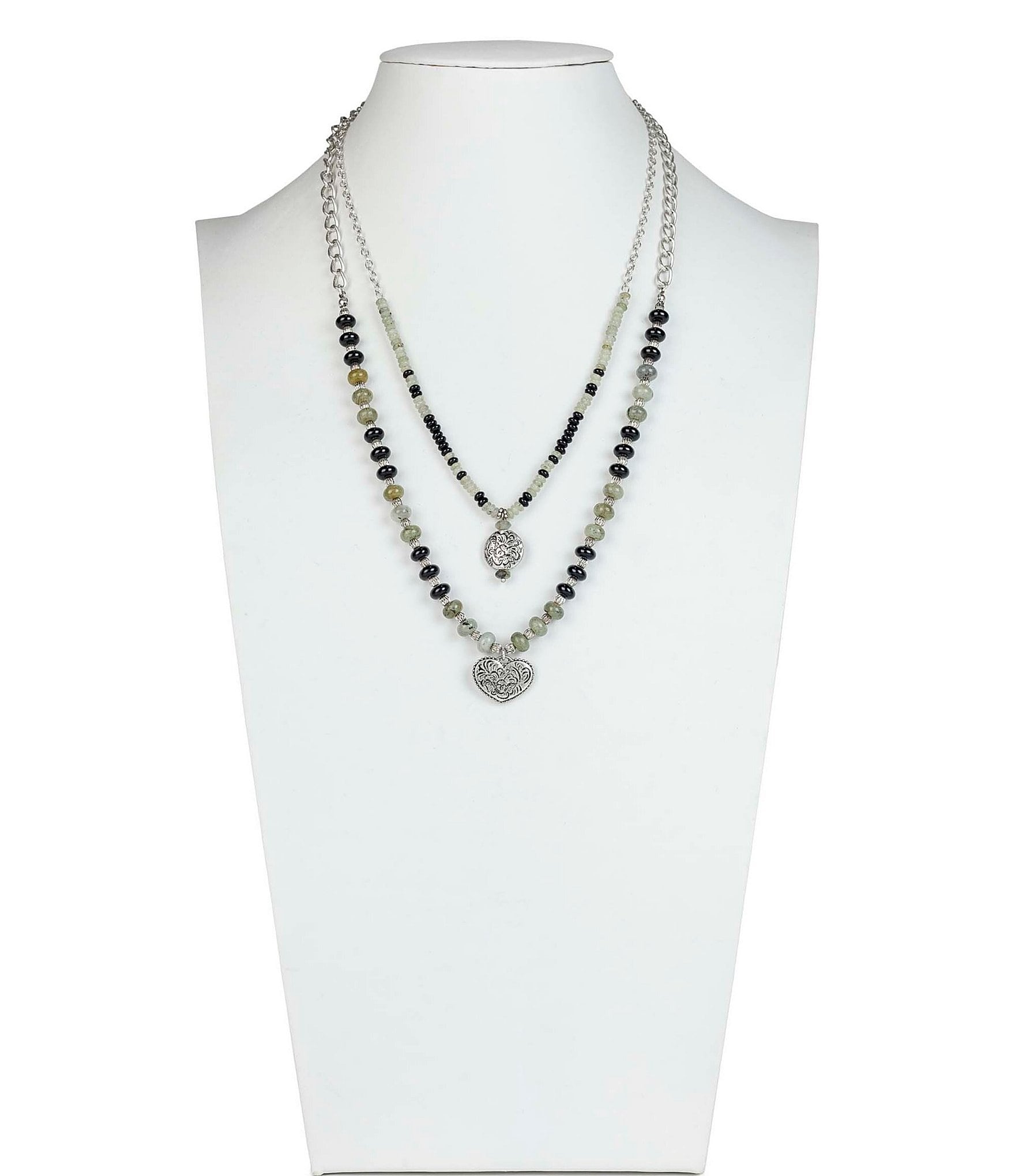 Patricia Nash Beaded Etched Short Multi Strand Necklace