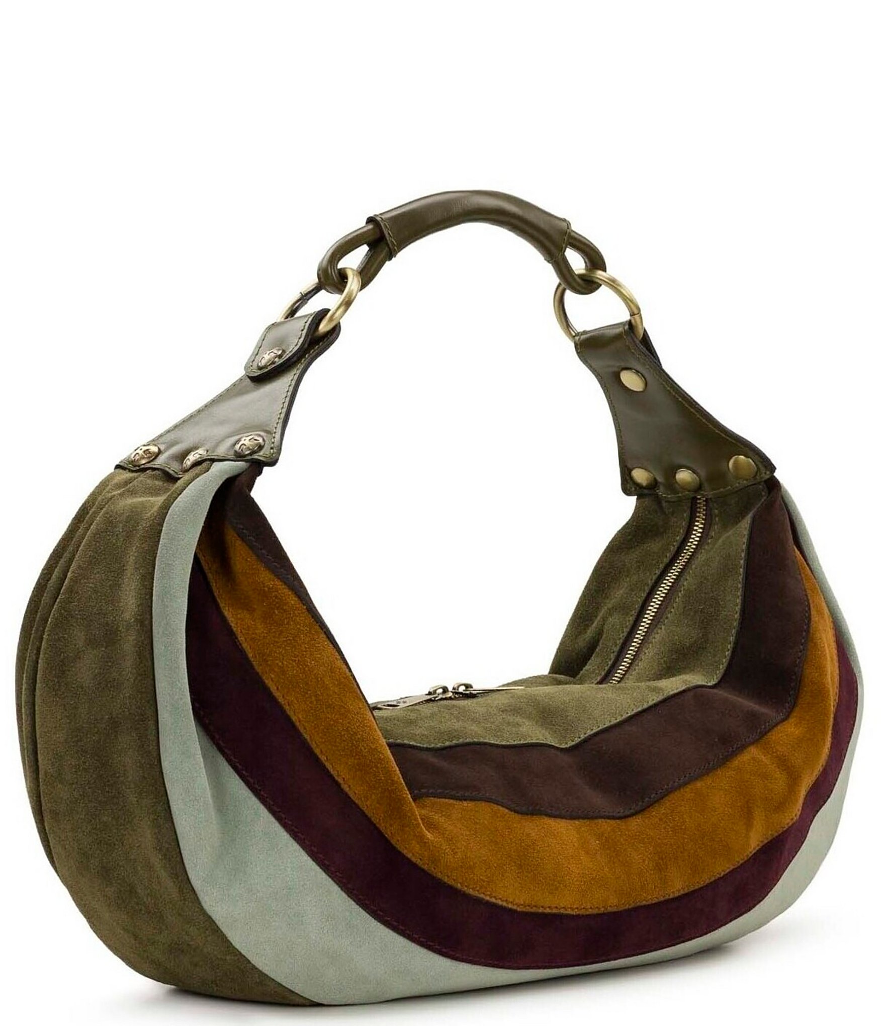 Patricia Nash Bente Suede Stripe East West Hobo Bag
