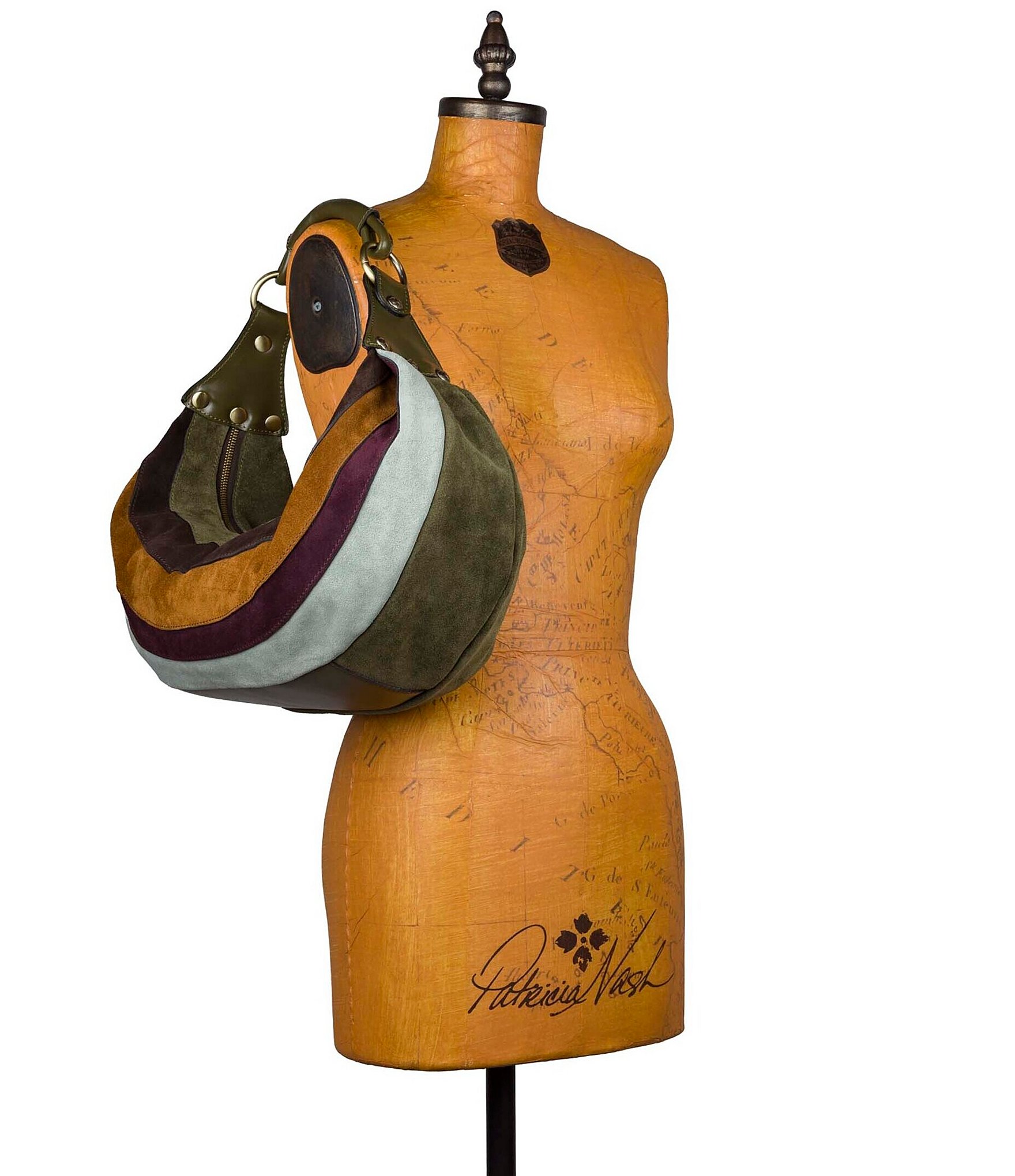 Patricia Nash Bente Suede Stripe East West Hobo Bag