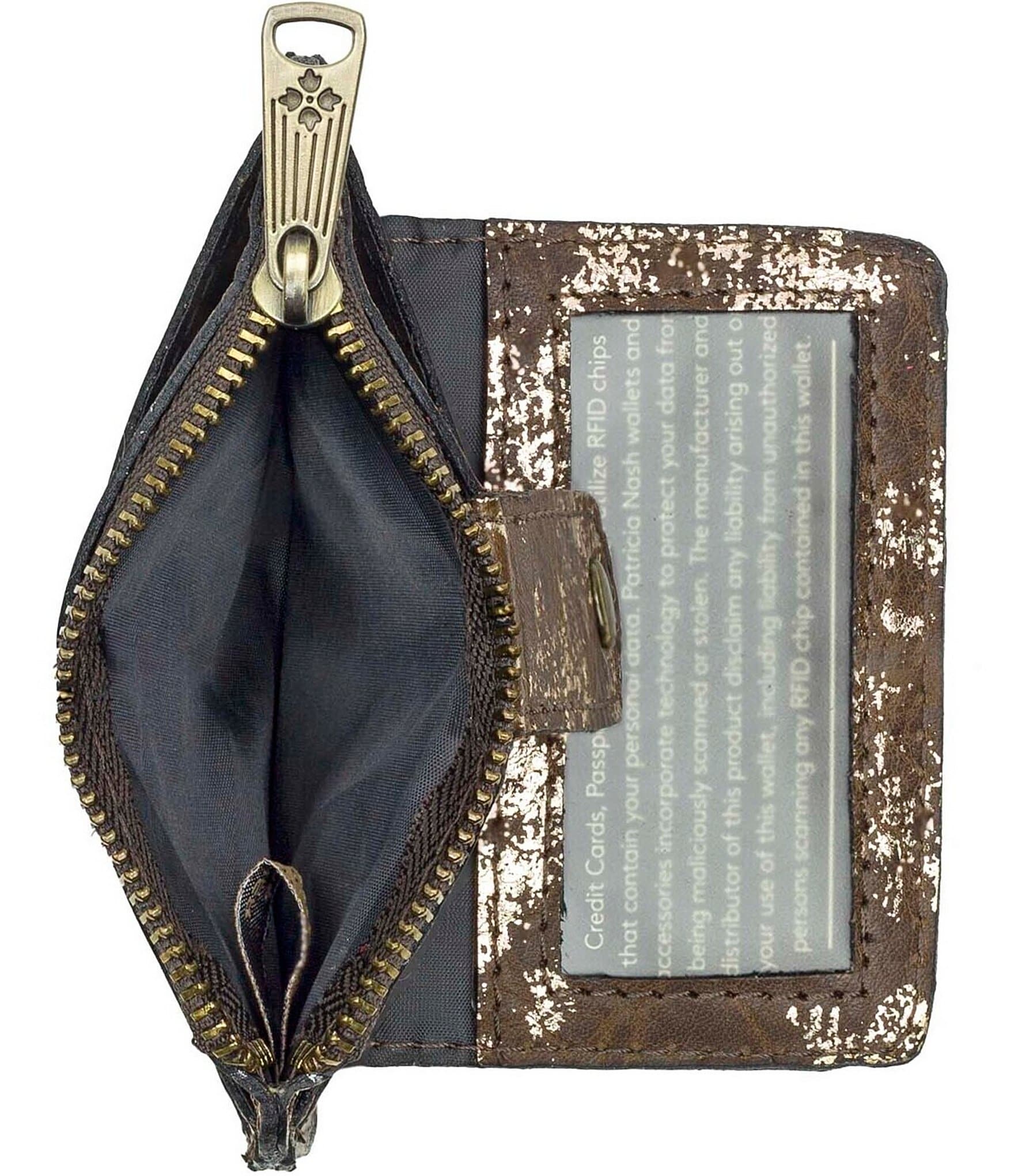 Patricia Nash Cassis Chocolate Leather ID Case Wallet