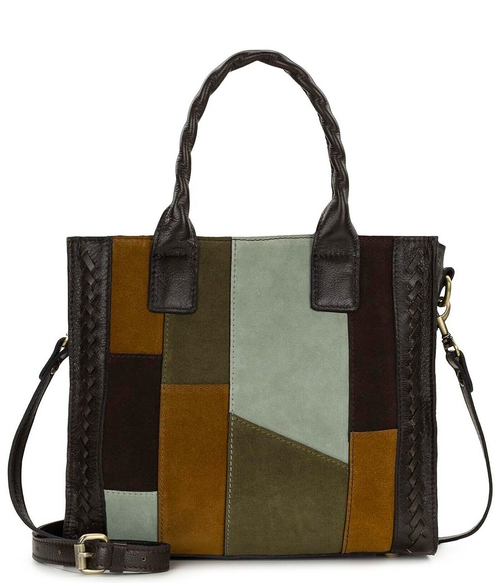 Patricia Nash Curry Suede Patchwork Satchel Bag