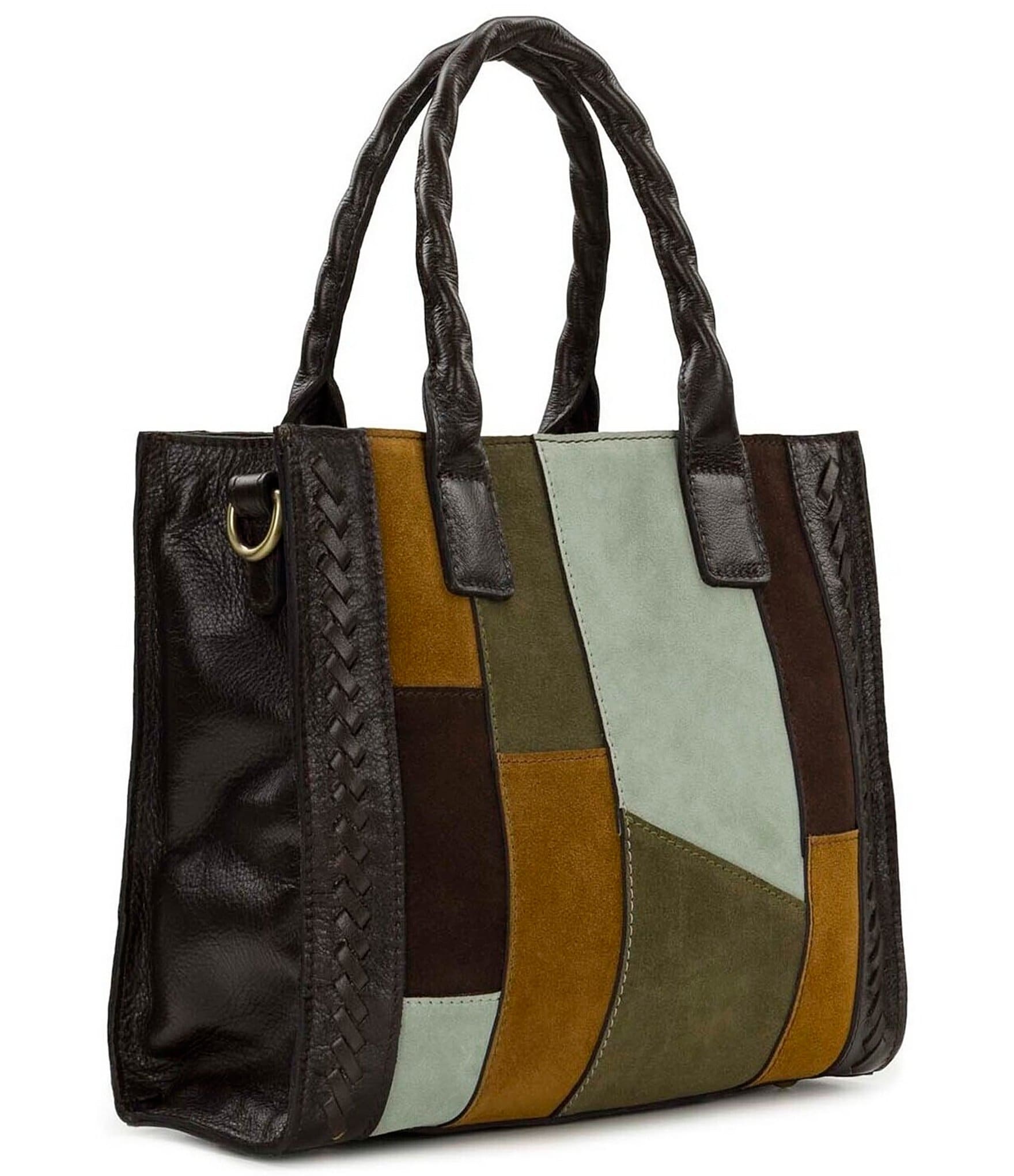 Patricia Nash Curry Suede Patchwork Satchel Bag