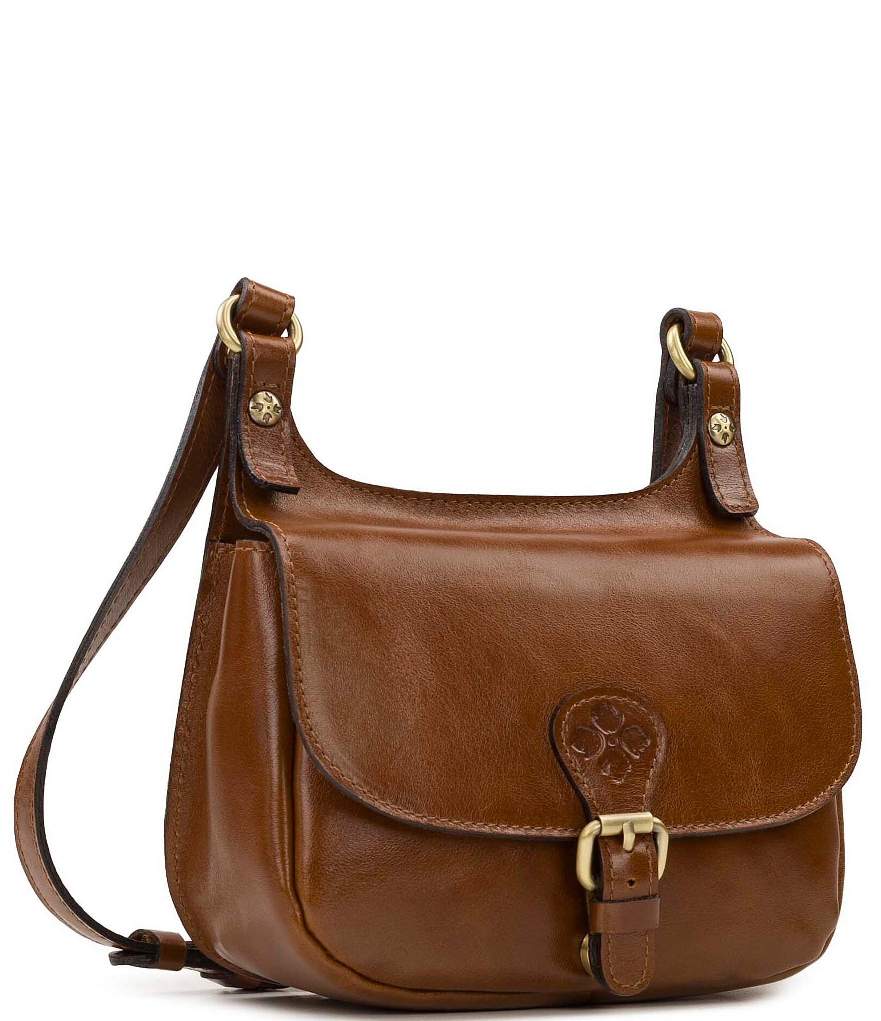 Patricia Nash Distressed Leather Linny Bronze Saddle Crossbody Bag