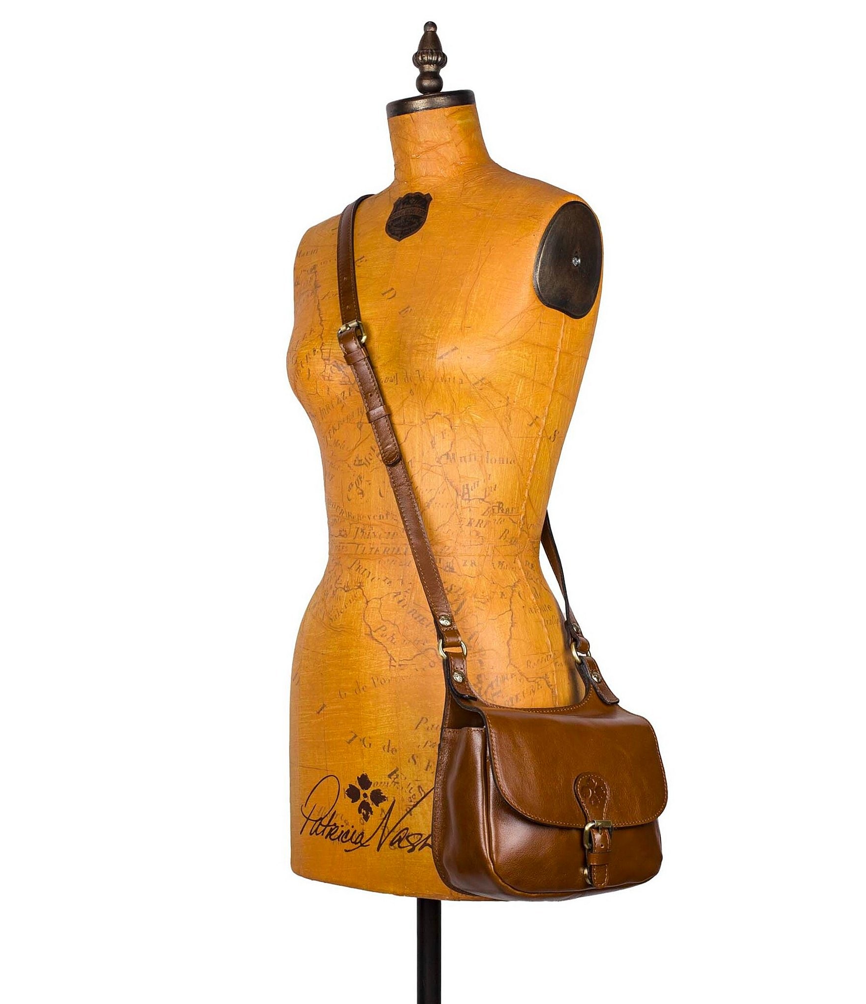 Patricia Nash Distressed Leather Linny Bronze Saddle Crossbody Bag