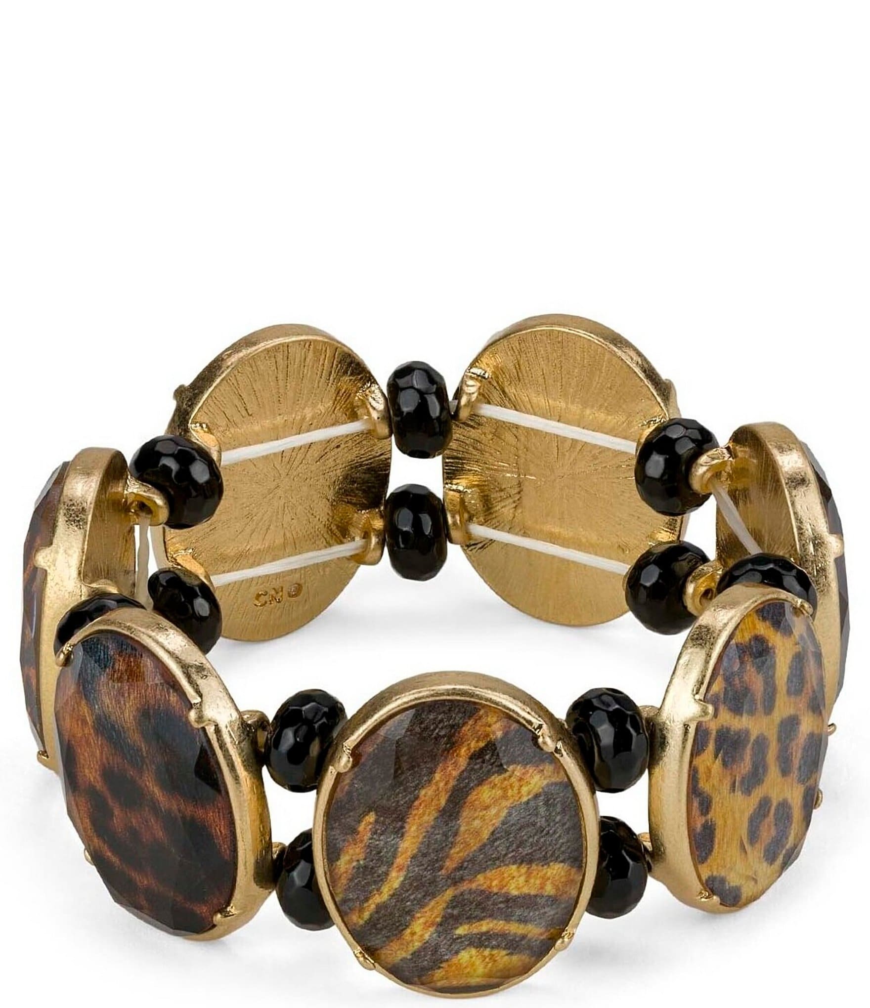 Patricia Nash Faceted Oval Leopard Stretch Bracelet