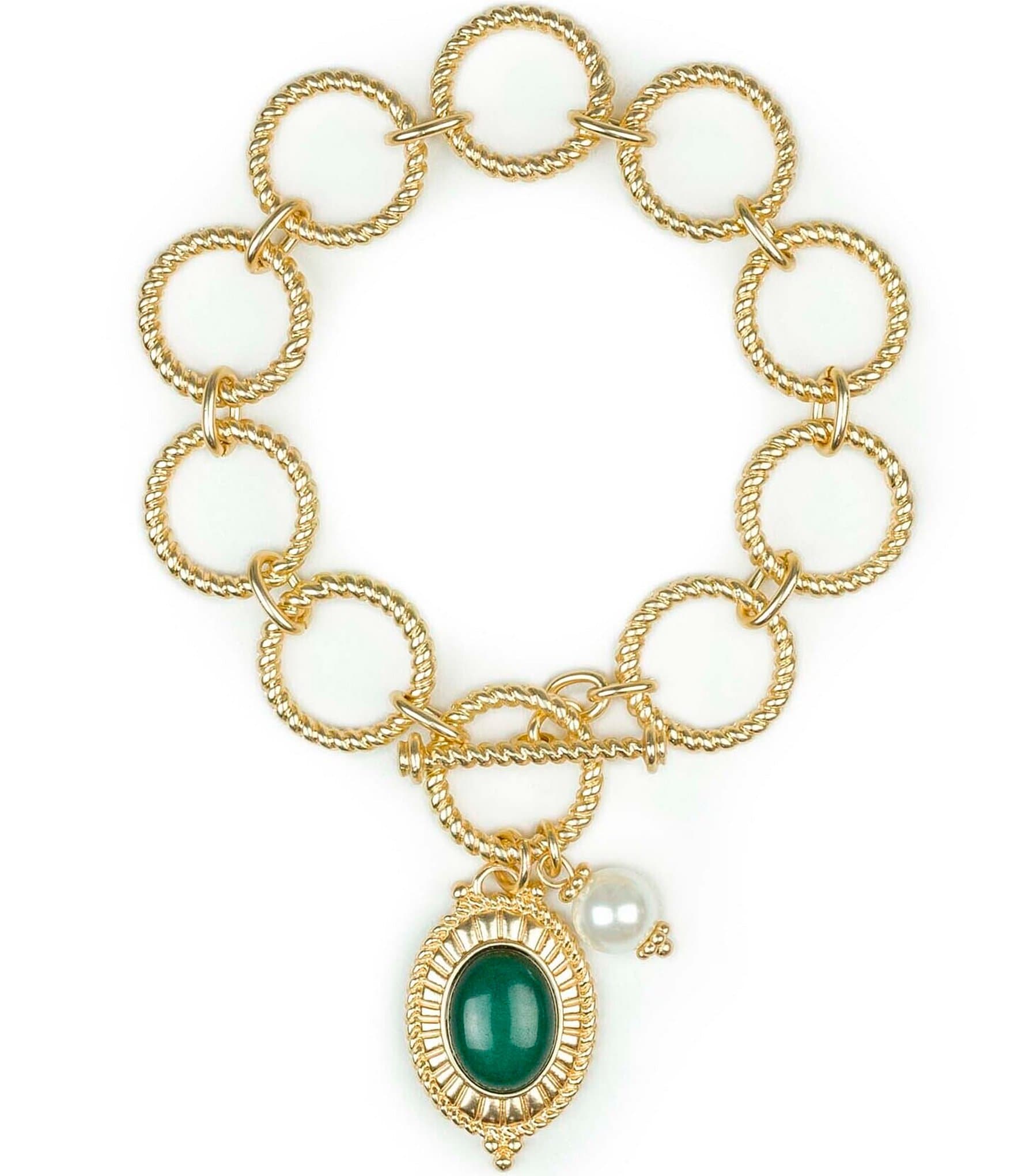 Patricia Nash Green Cab Pearl Line Bracelet