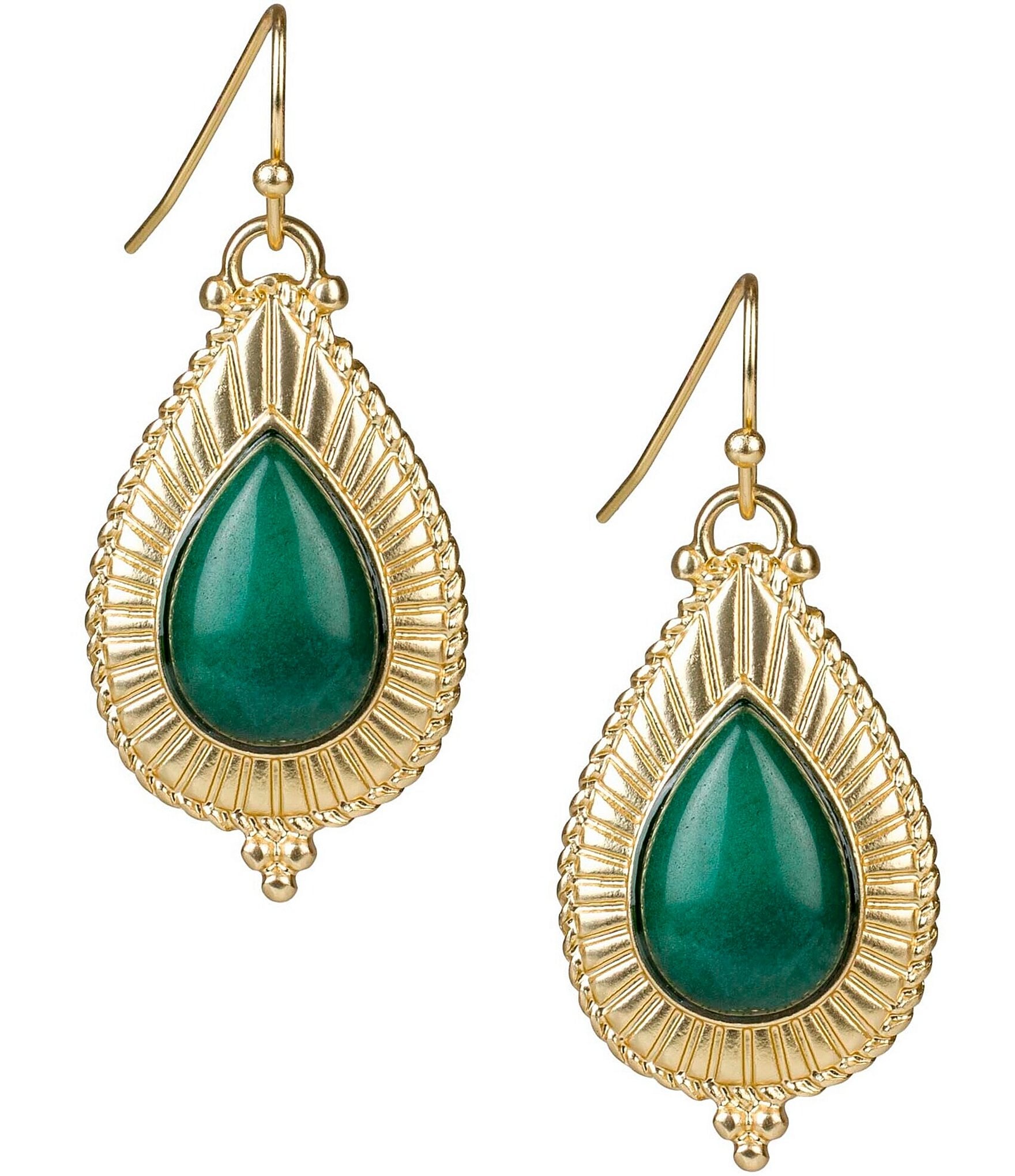 Patricia Nash Green Cab Teardrop Drop Earrings