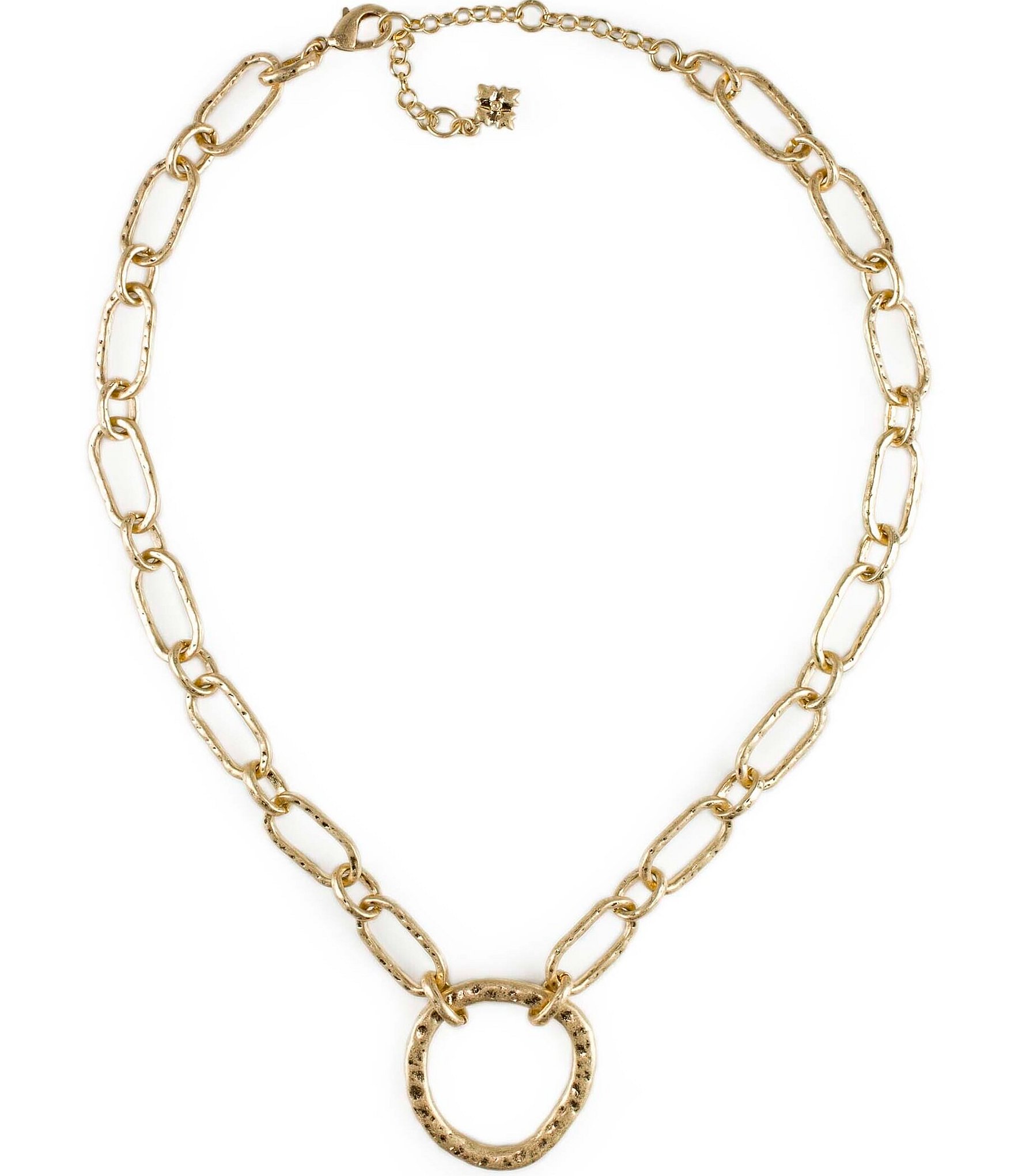 Patricia Nash Hammered Link Ring Short Pendant Necklace | Dillard's