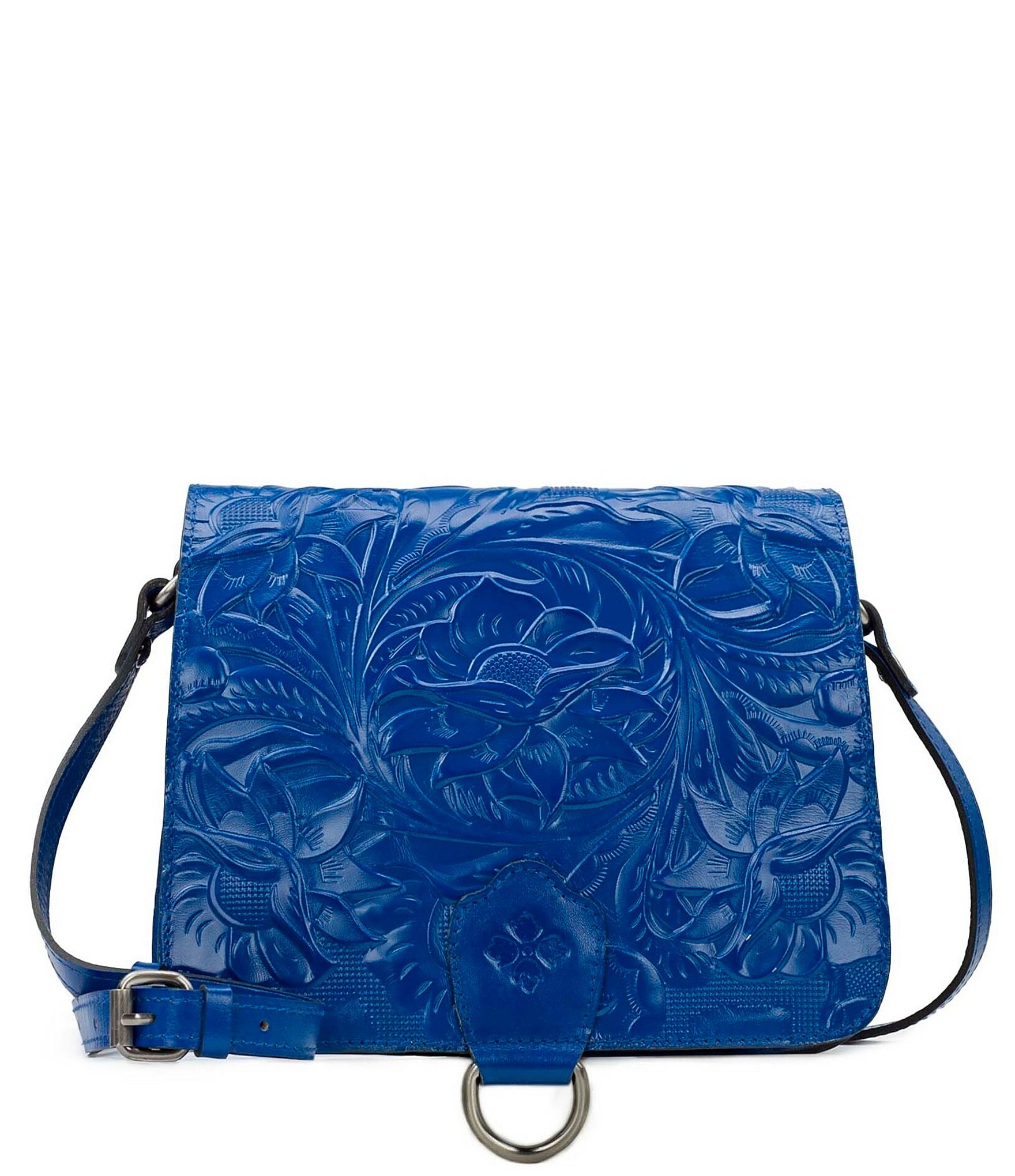 Patricia Nash Ilina Tooled Sky Blue Leather Floral Embossed Crossbody ...