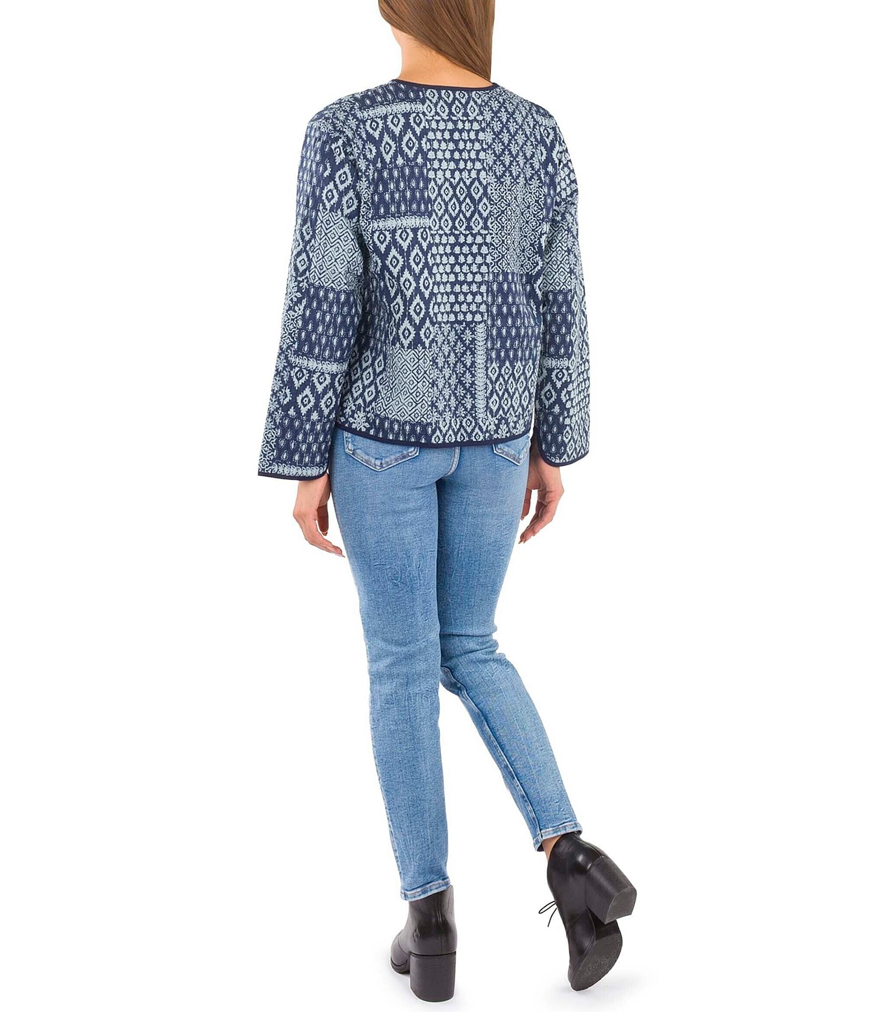 Patricia Nash Kantha Short Patchwork Front Pocket Jacket