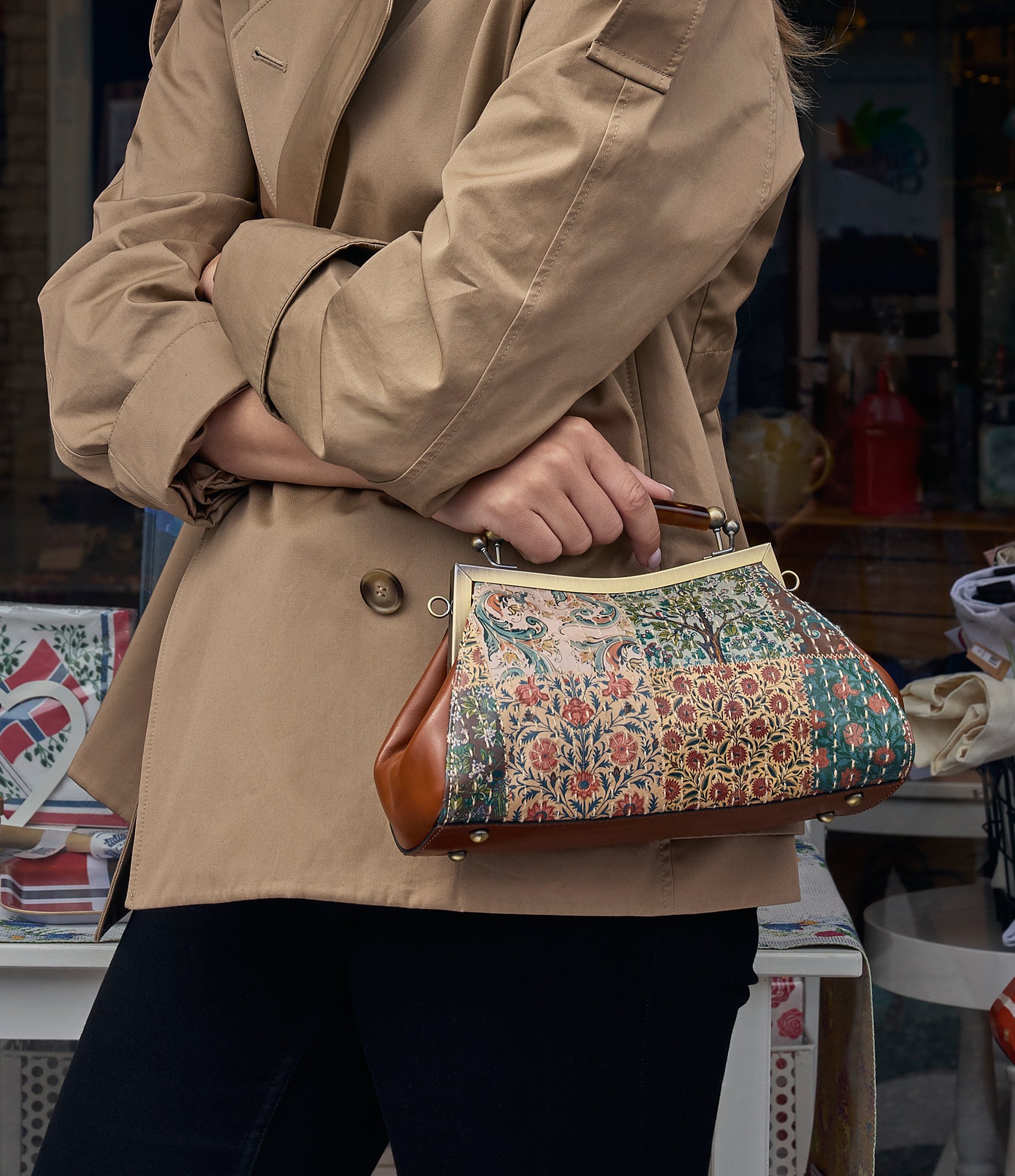 Patricia Nash Kelmscott Nordic Floral Patchwork Top Handle Satchel Bag