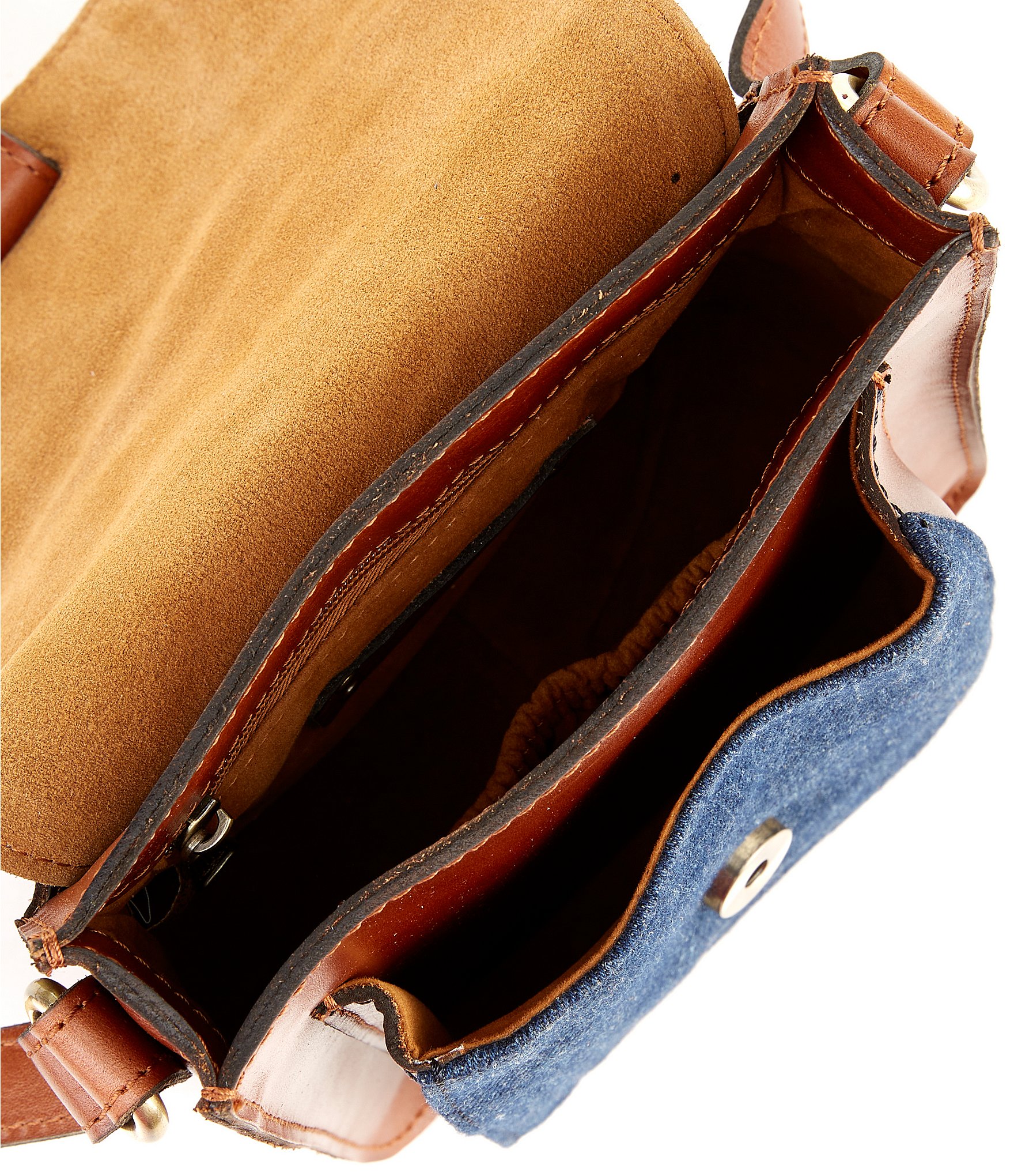 Patricia Nash Lari Denim & Leather Colorblock Crossbody Bag
