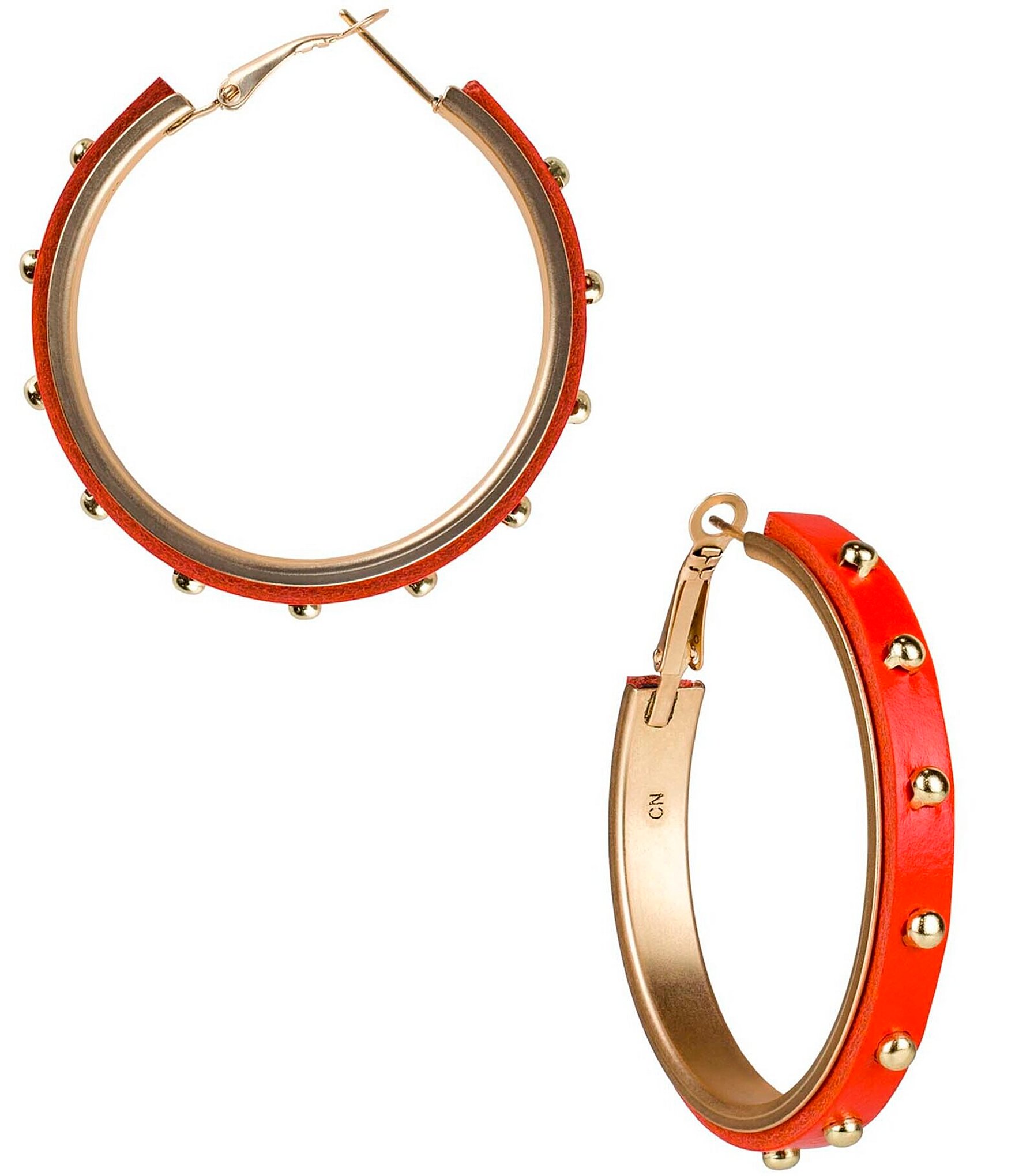 Patricia Nash Orange Leather Stud Hoop Earrings | Dillard's