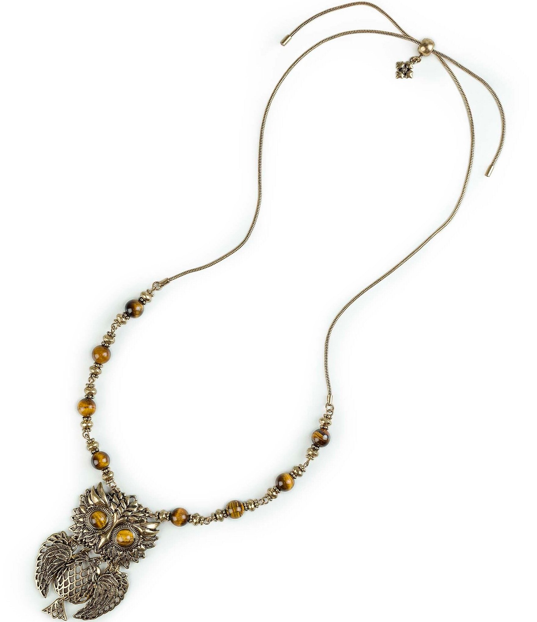 Patricia Nash Owl Bead Long Pendant Necklace