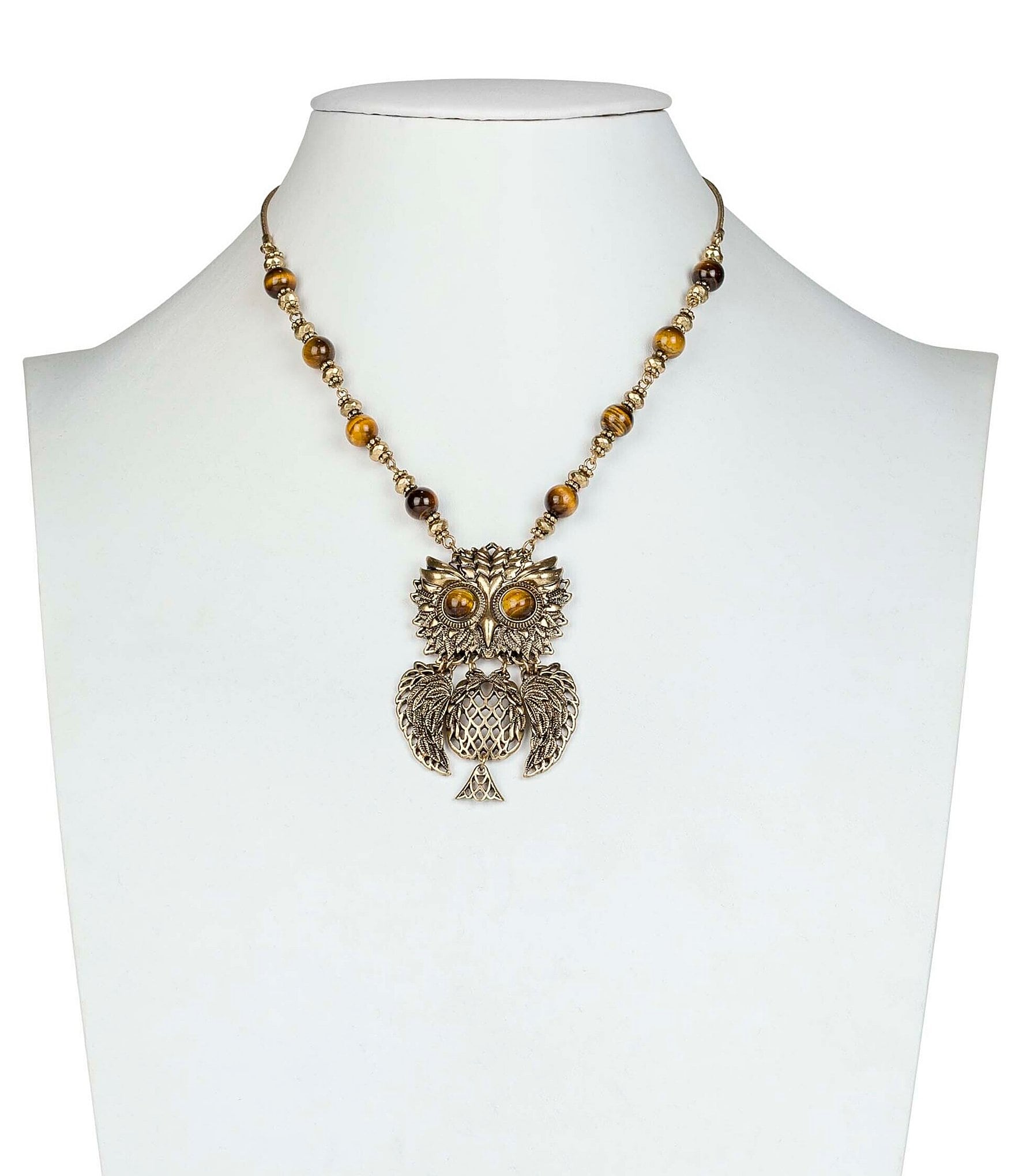 Patricia Nash Owl Bead Long Pendant Necklace