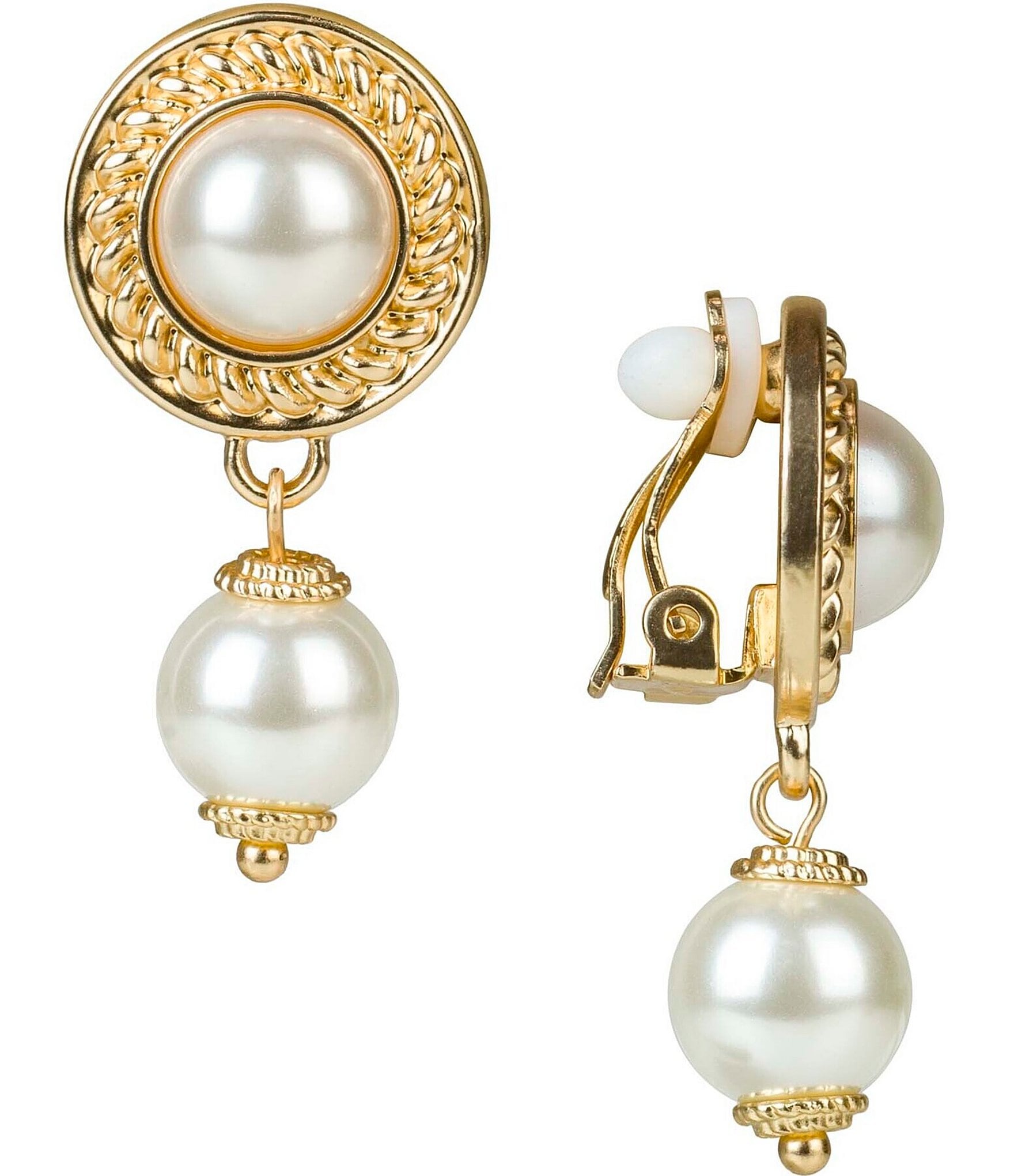 Patricia Nash Pearl Clip Drop Earrings