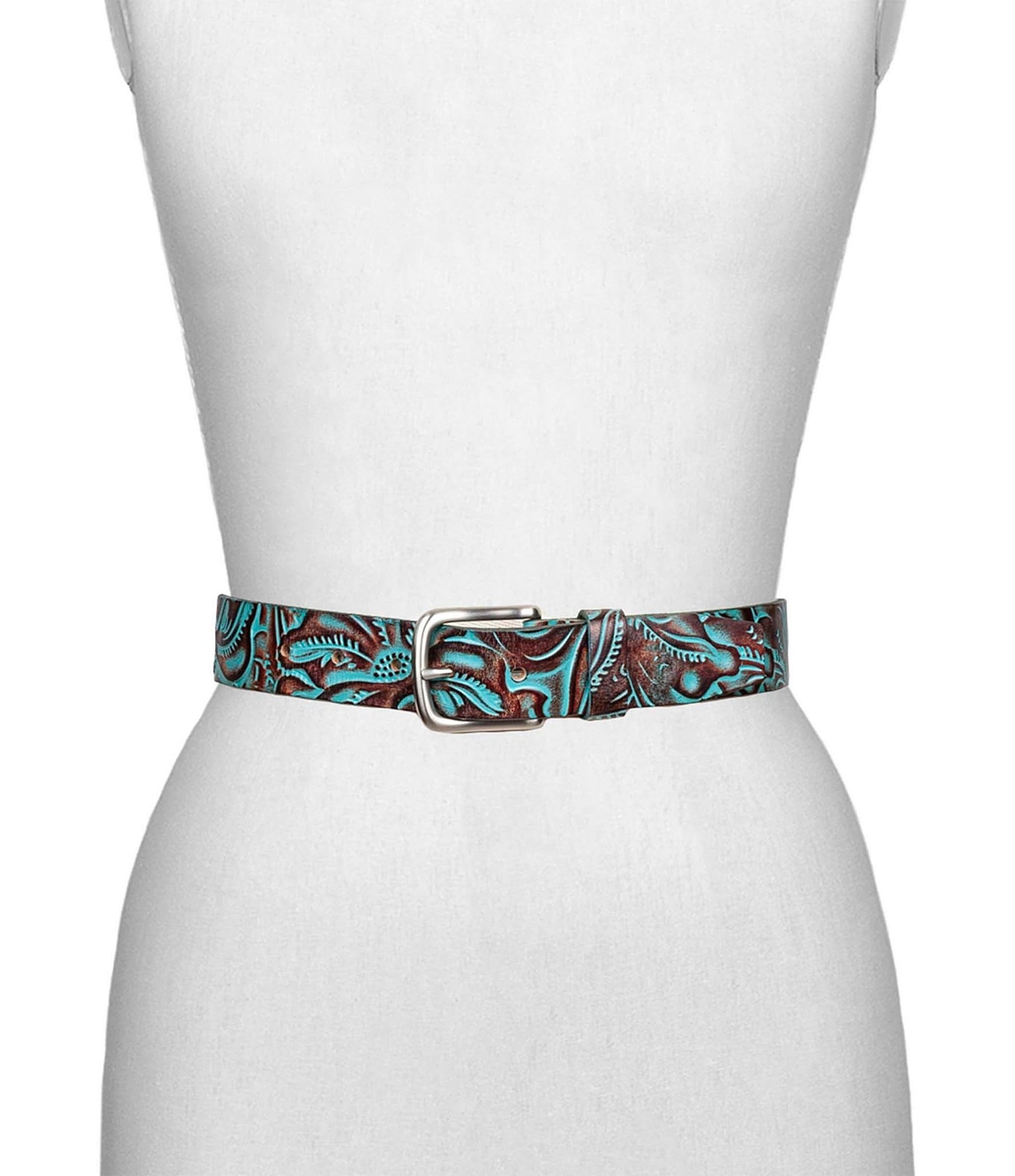 Patricia Nash Pelosa Tooled Turquoise 1.25#double; Belt