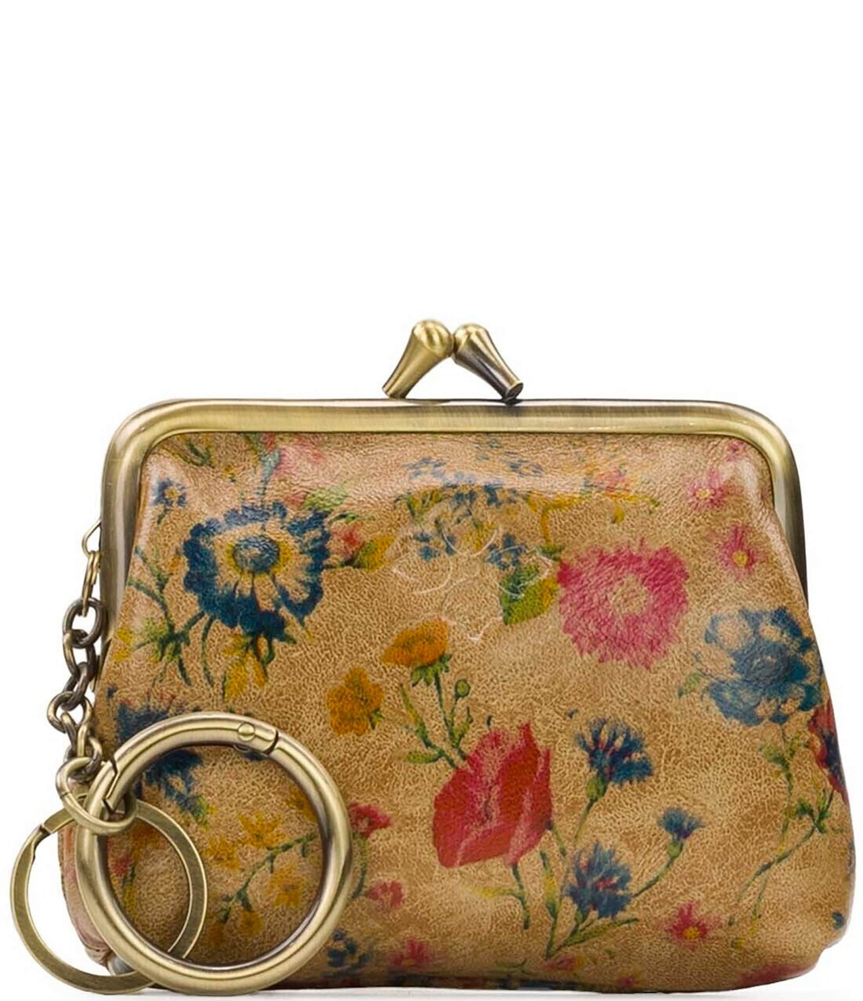 HOME-X Vintage Canvas Coin Pouch Clasp Closure, Miniature Handbag for  Women, Floral Coin Keys Purse, Small Makeup Bag Organizer-Pink (7.25