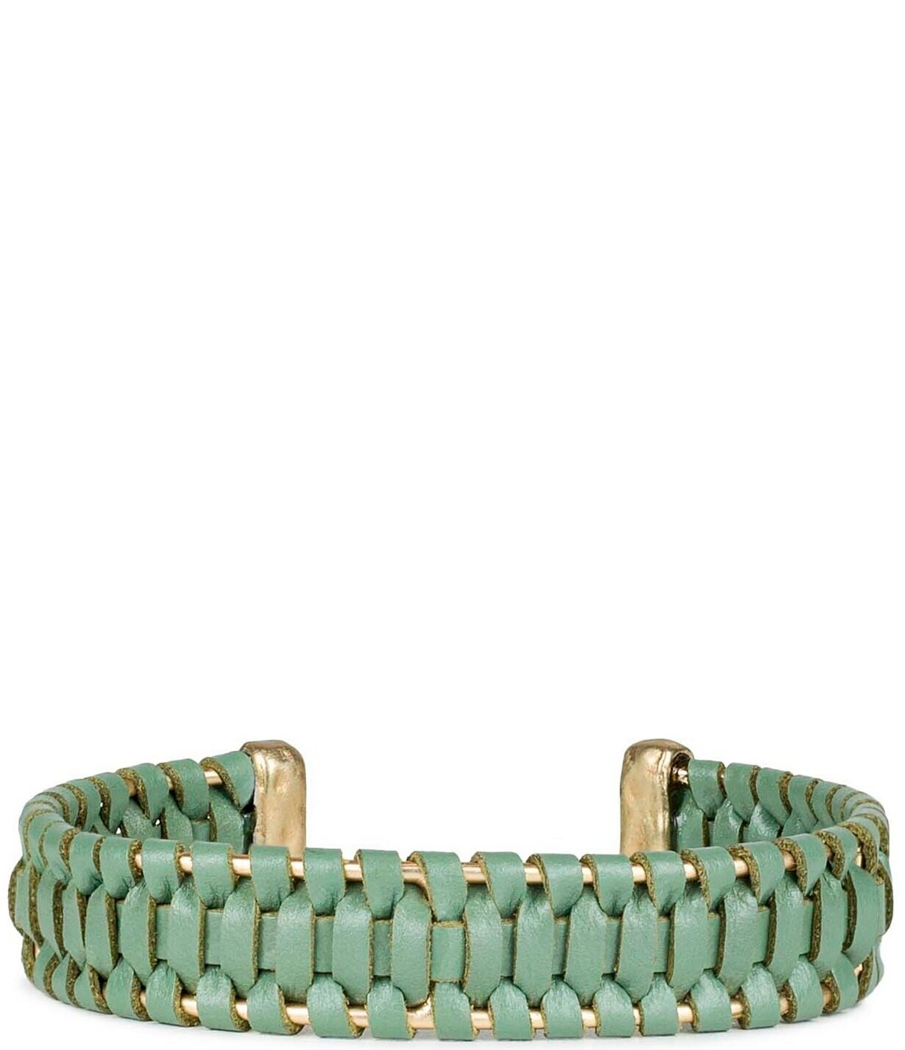 Candice Metallic Lime & Steel Thin Leather Bracelet IN STOCK