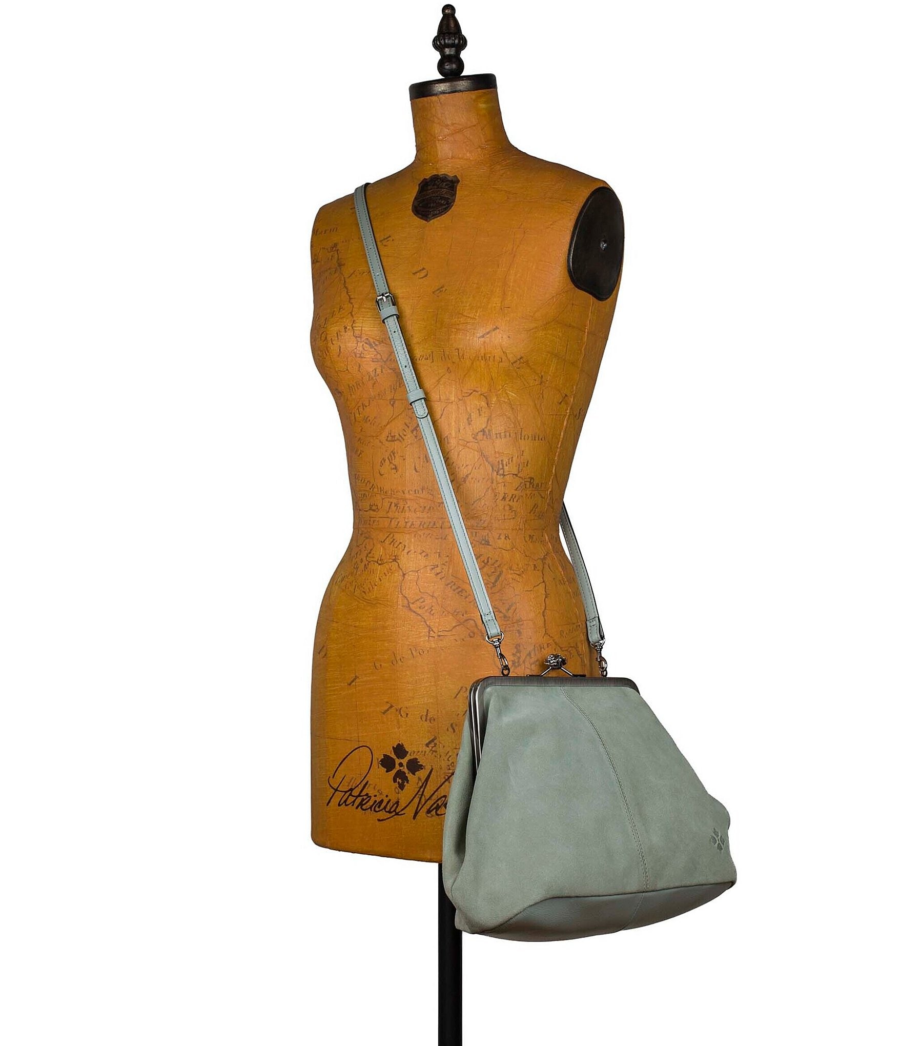 Patricia Nash Sofia Kisslock Frame Suede Clutch Satchel Bag