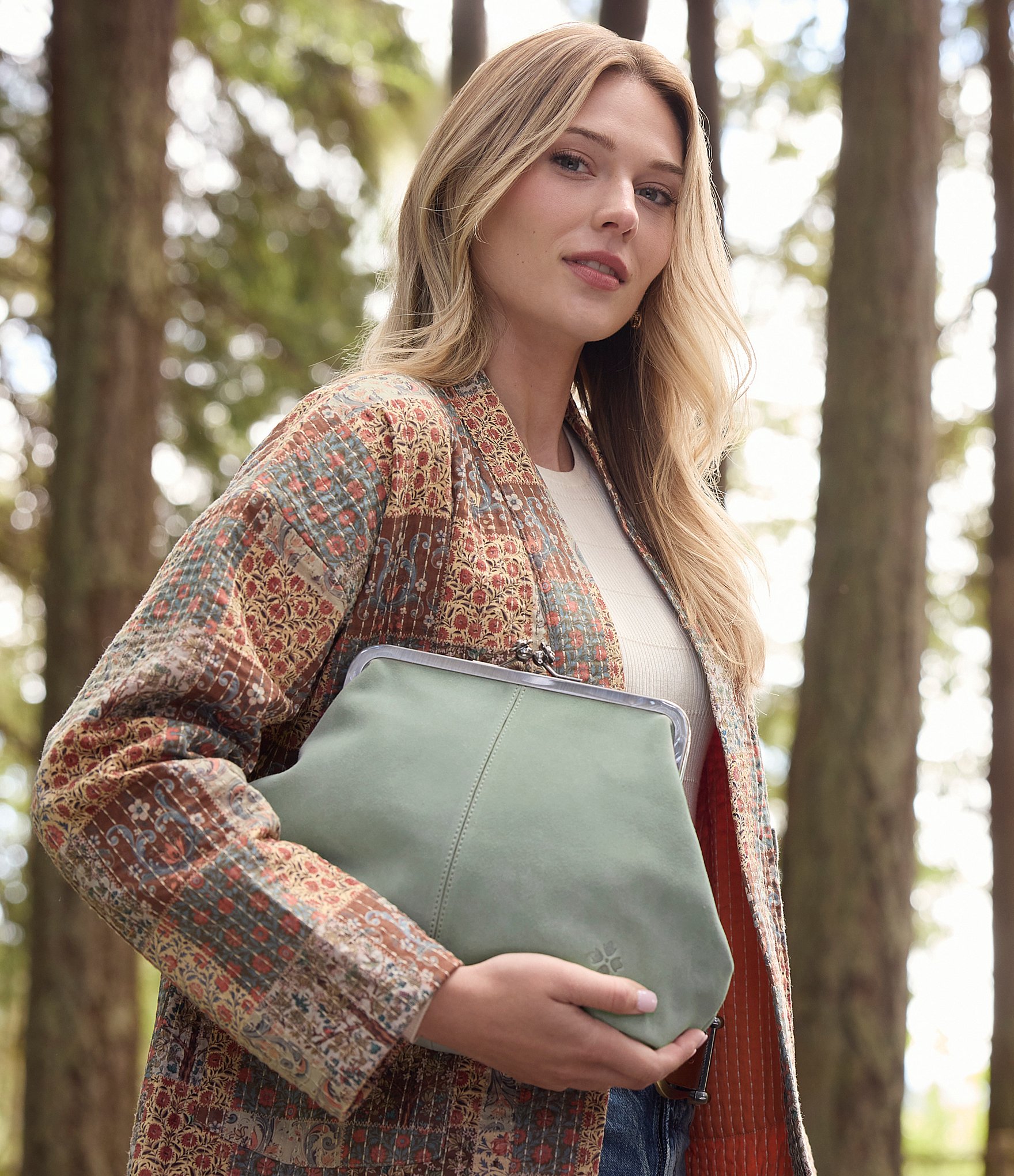 Patricia Nash Sofia Kisslock Frame Suede Clutch Satchel Bag