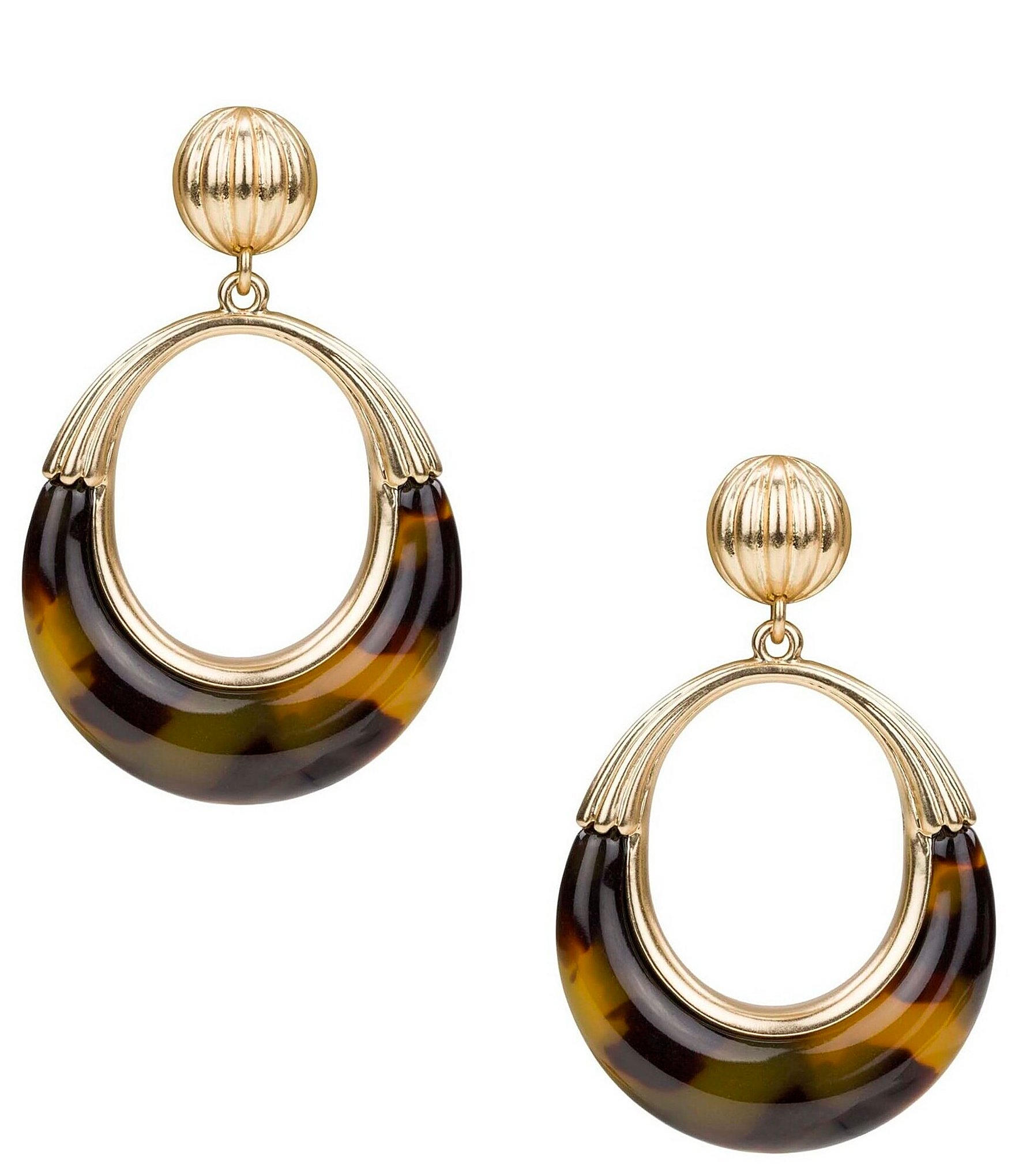Patricia Nash Tortoise Doorknocker Drop Earrings