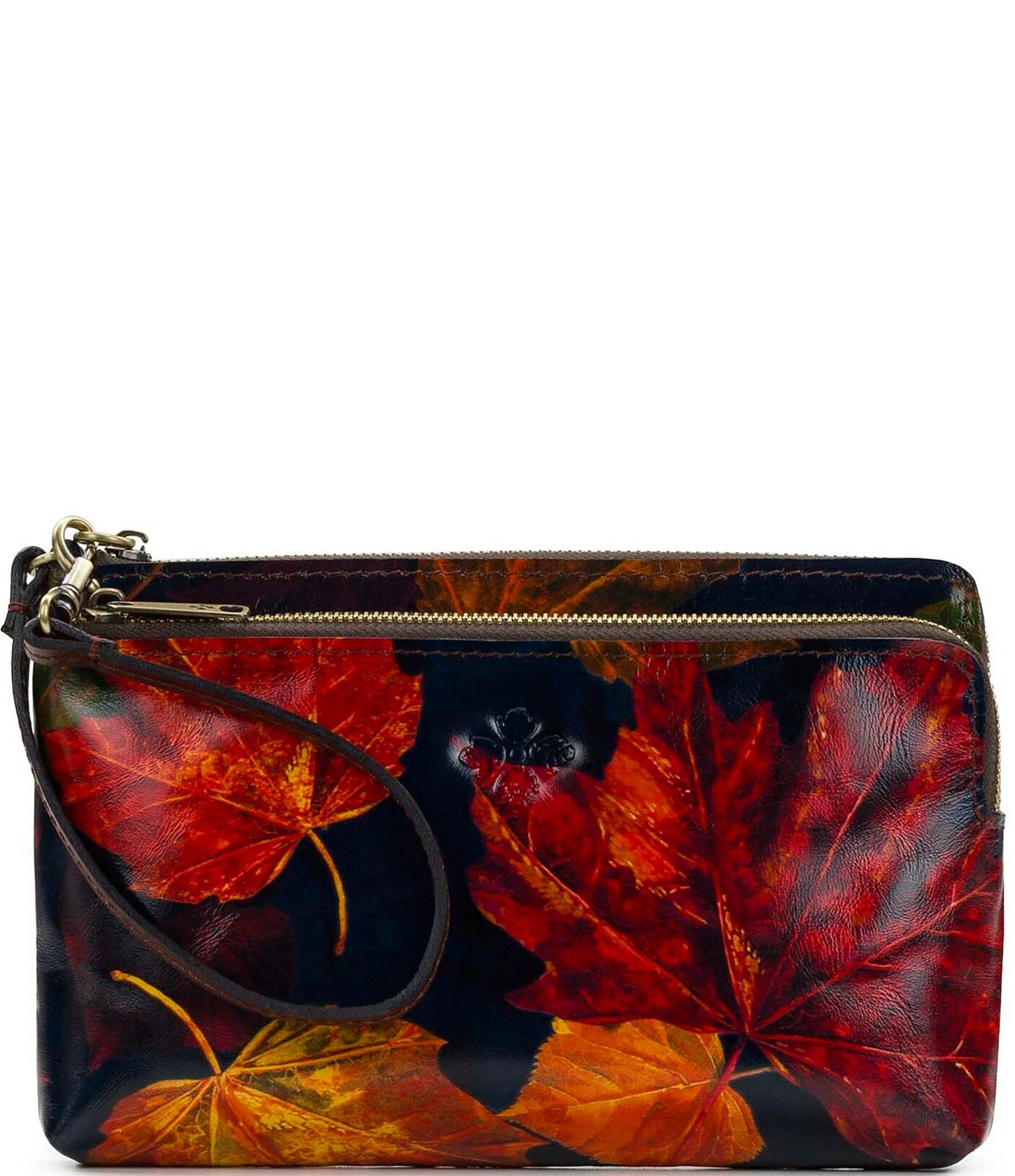 Patricia Nash Varone Leather Maple Leaves Wristlet