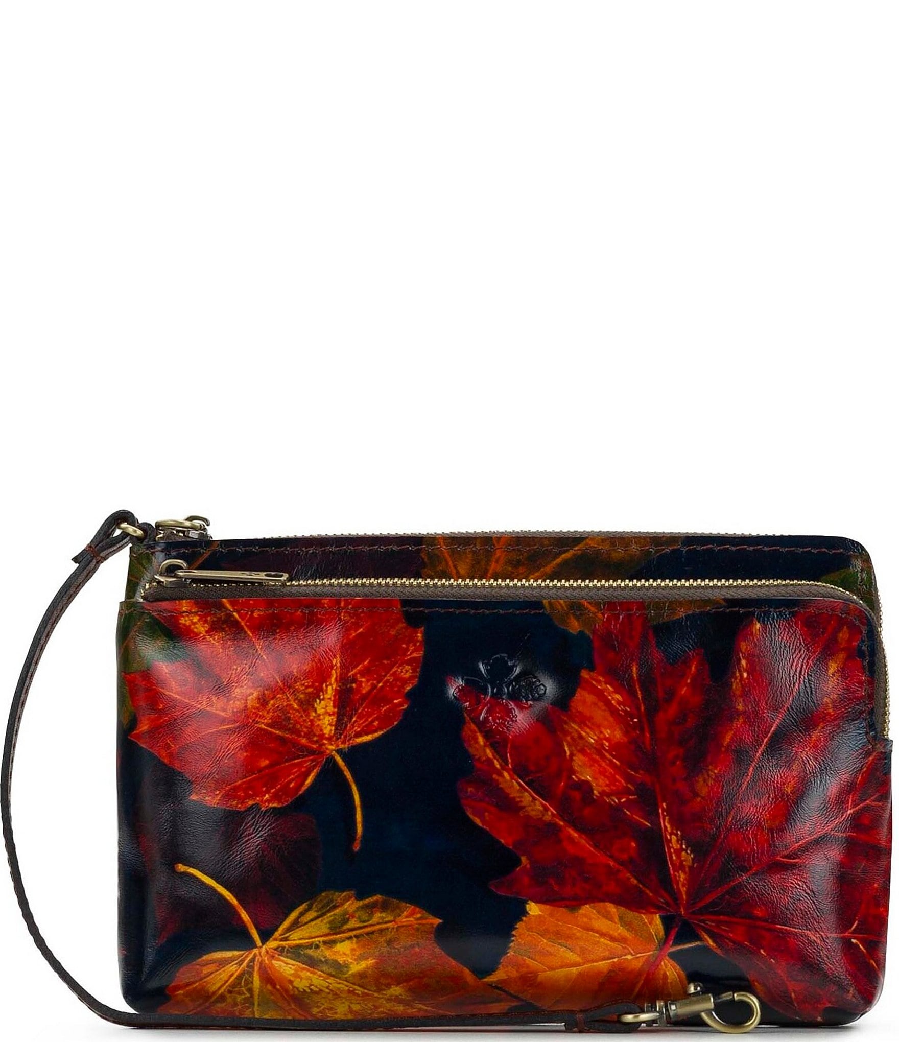 Patricia Nash Varone Leather Maple Leaves Wristlet