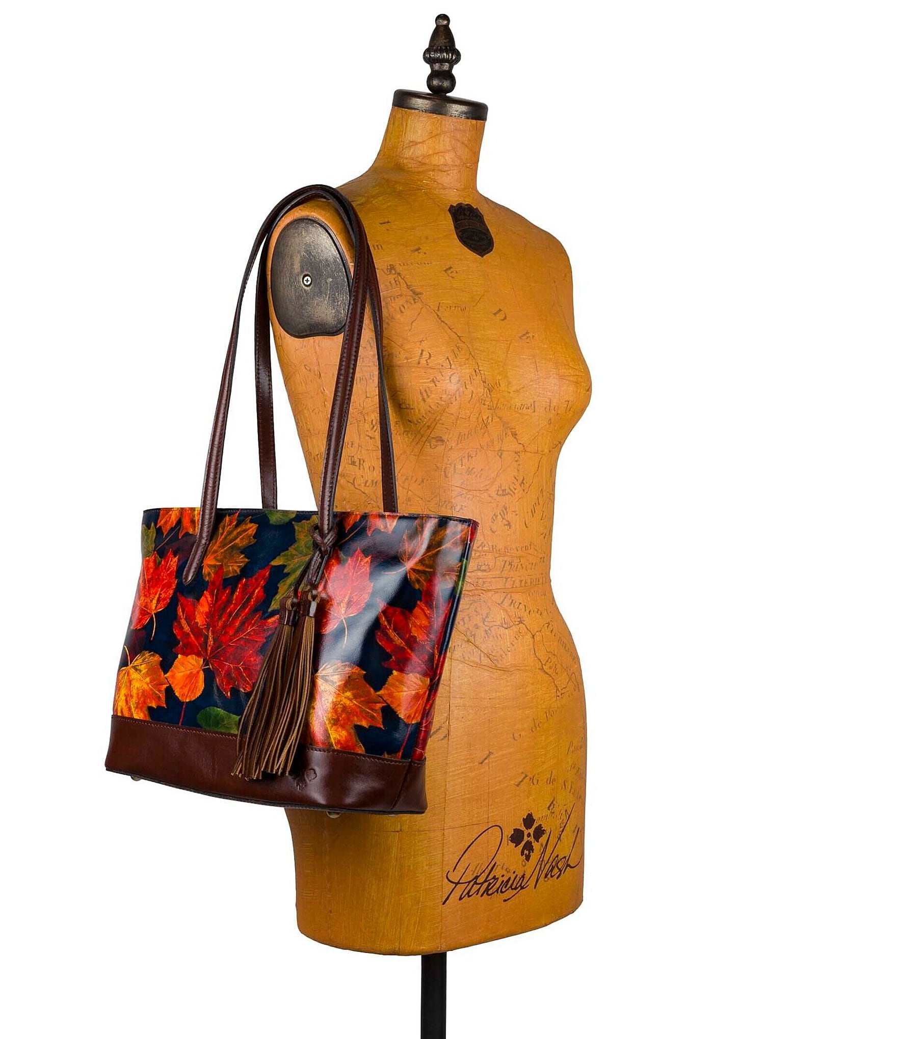 Patricia Nash Verzi Maple Leaves Tassel Tote Bag