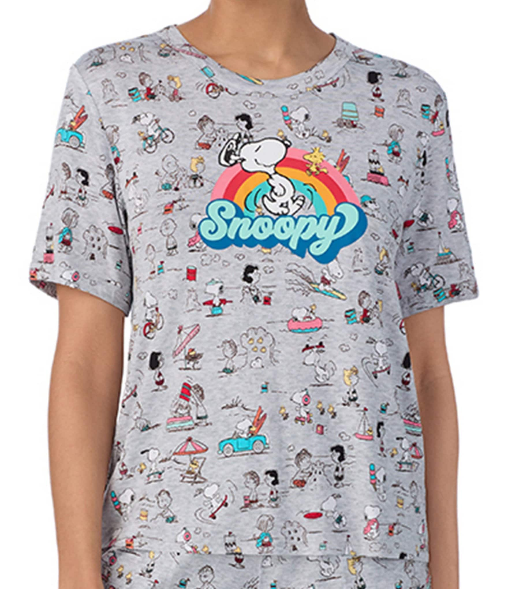 Peanuts Short Sleeve Round Neck Knit Snoopy Beach Printed Coordinating ...